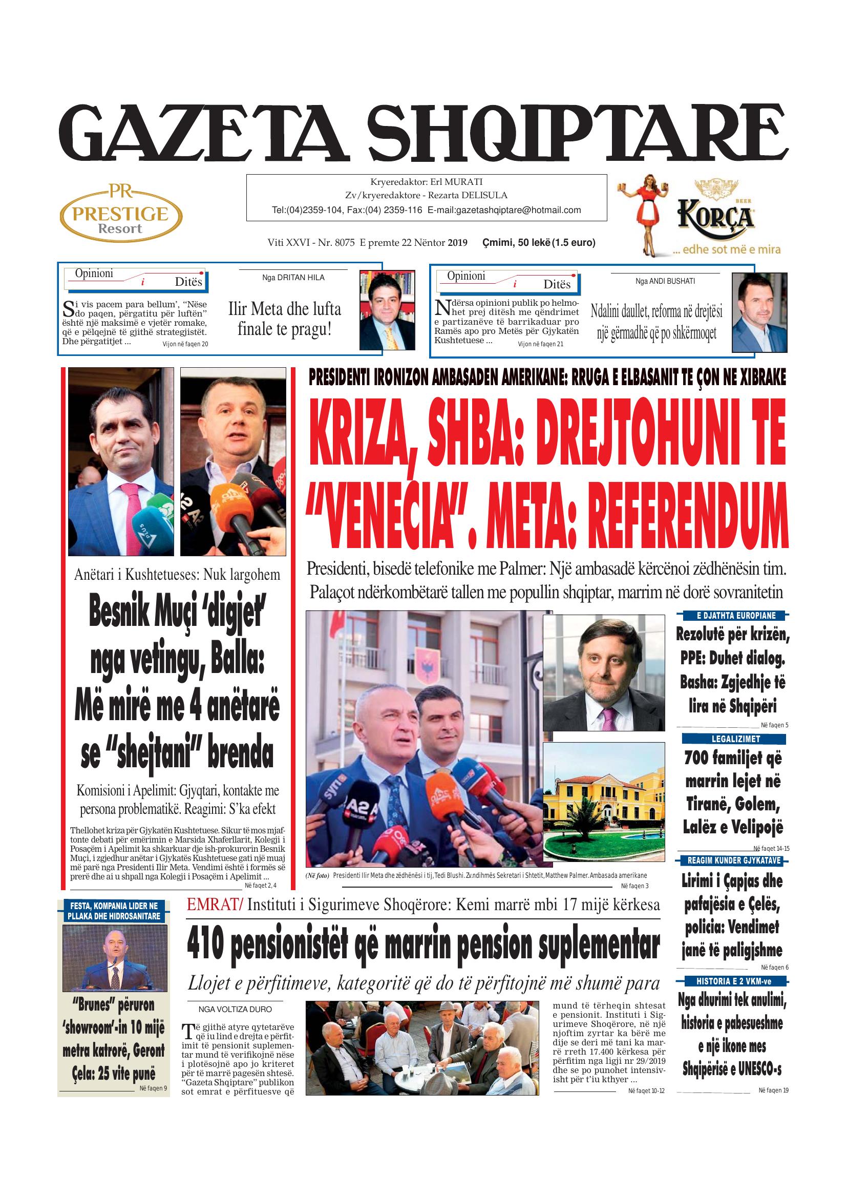 Gazeta Shqiptare 2019-11-22
