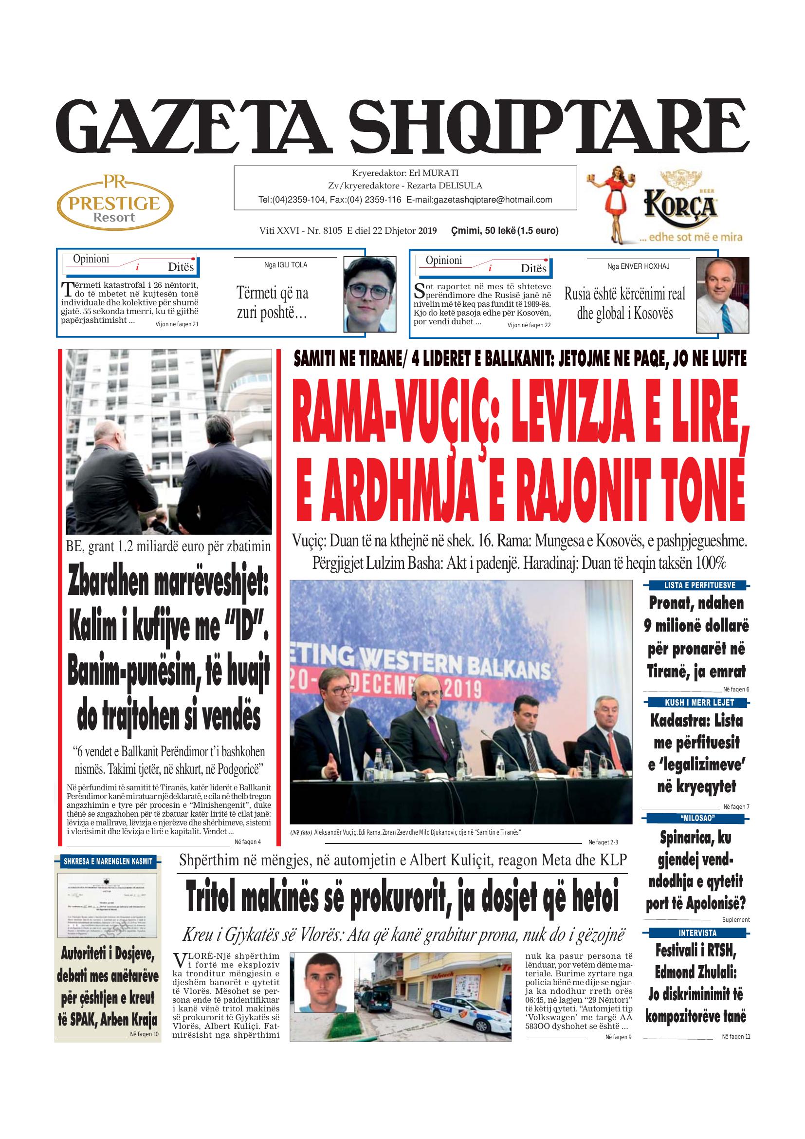 Gazeta Shqiptare 2019-12-22