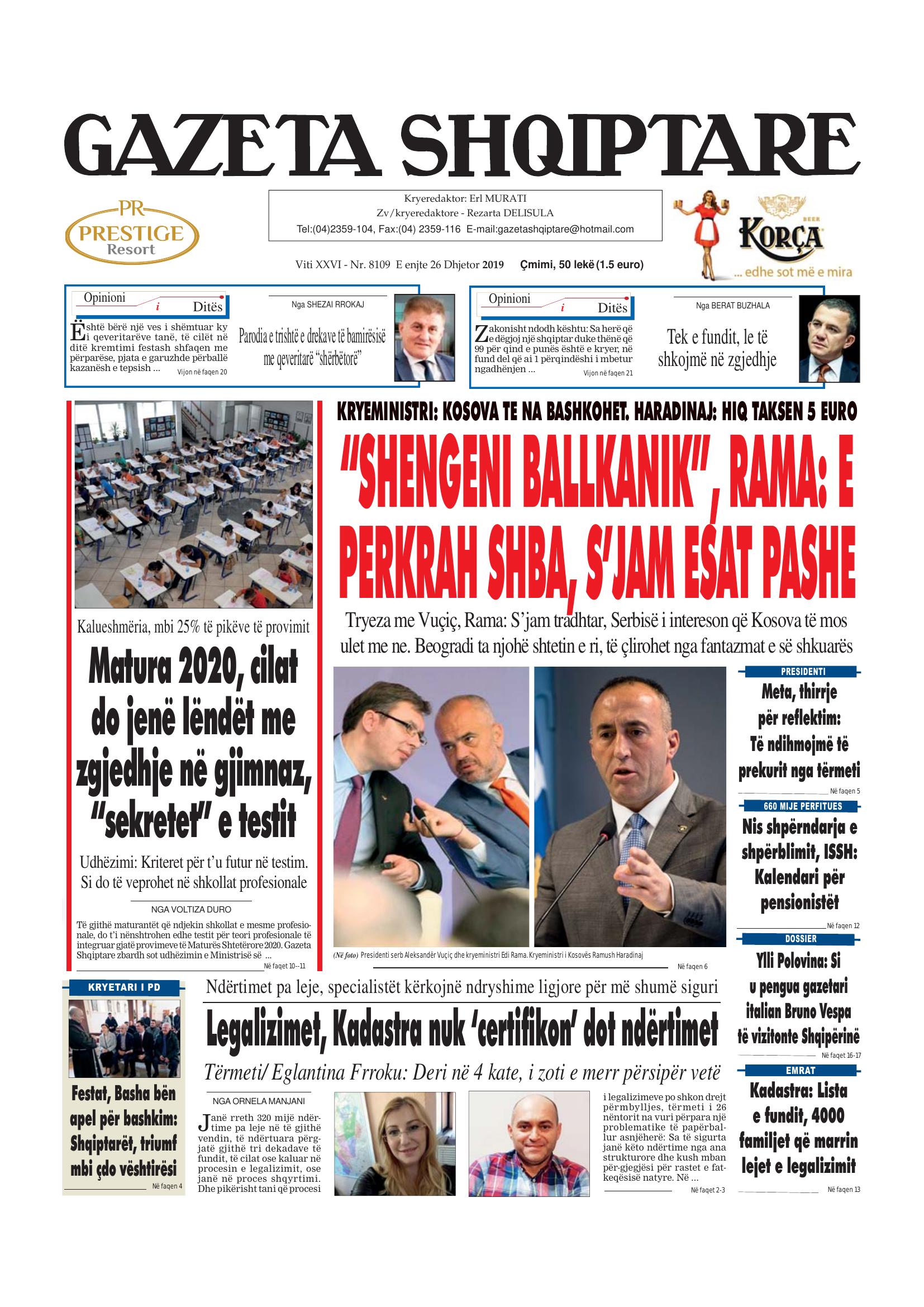 Gazeta Shqiptare 2019-12-26