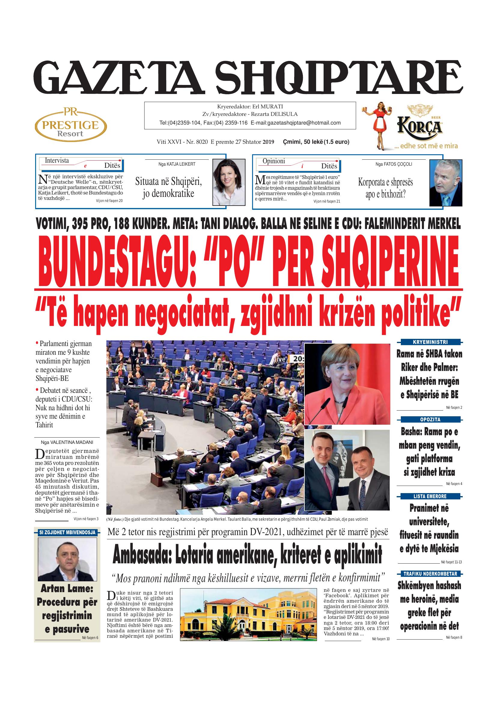 Gazeta Shqiptare 2019-09-27
