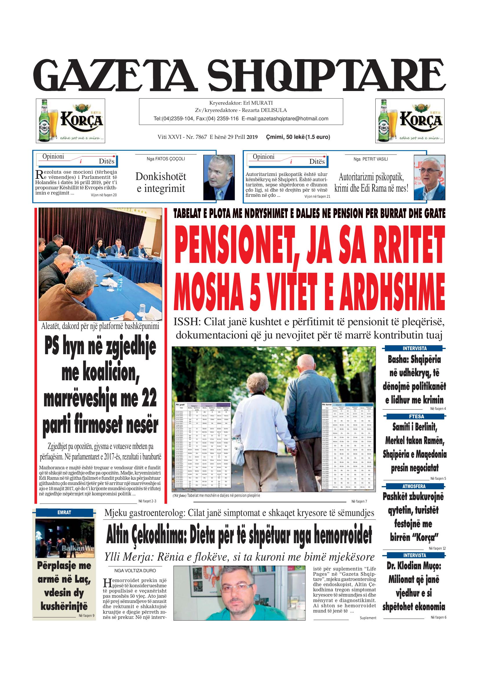 Gazeta Shqiptare 2019-04-29