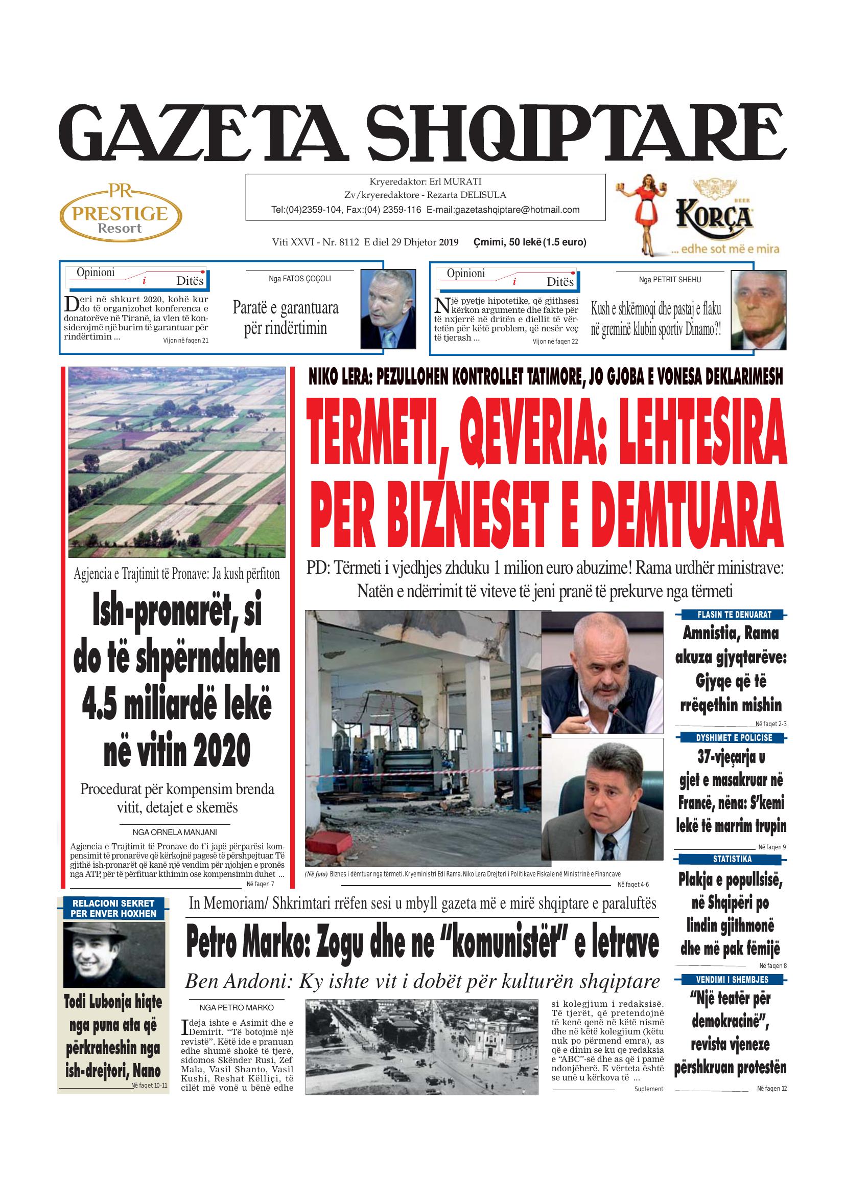 Gazeta Shqiptare 2019-12-29