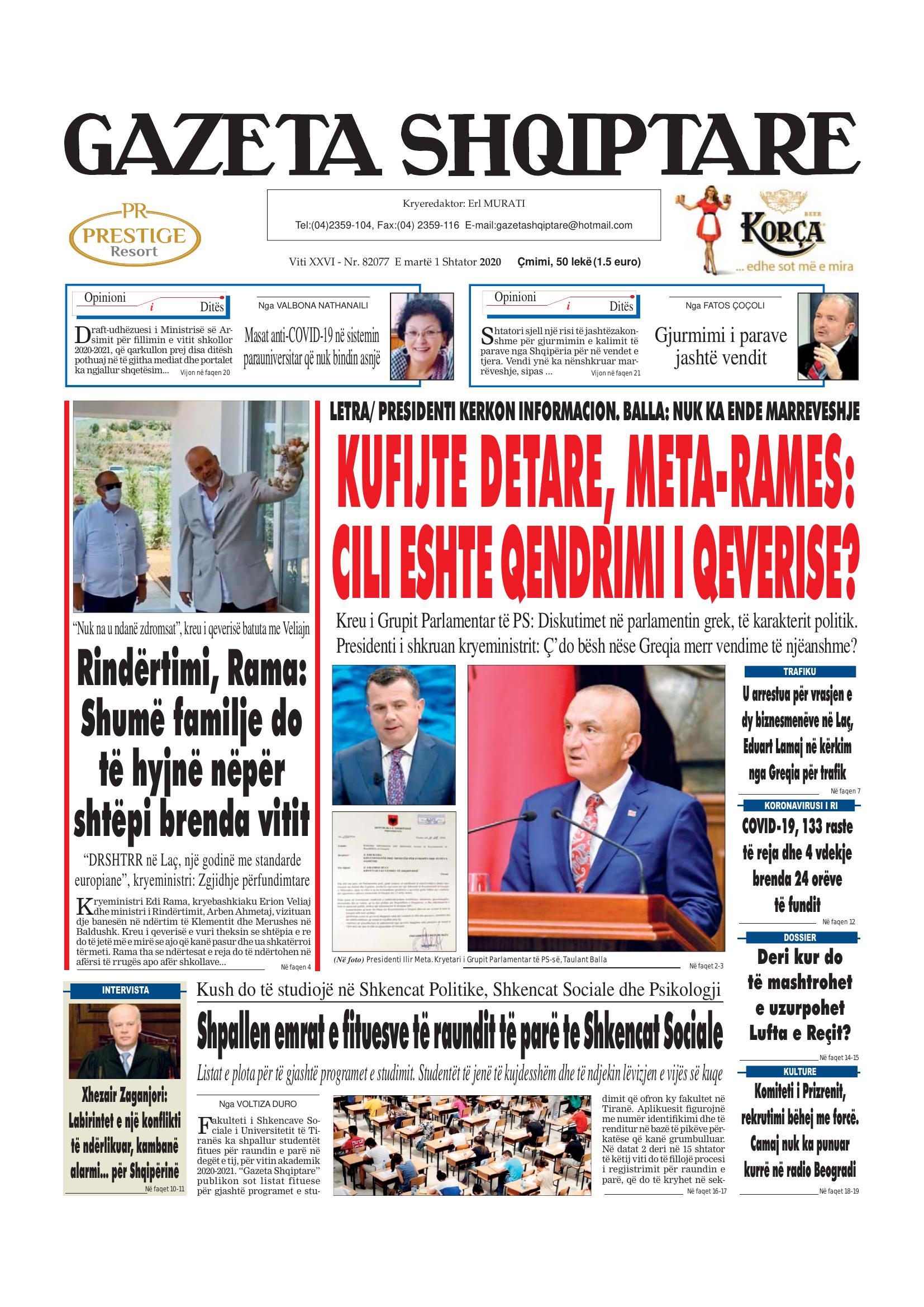 Gazeta Shqiptare 2020-09-01