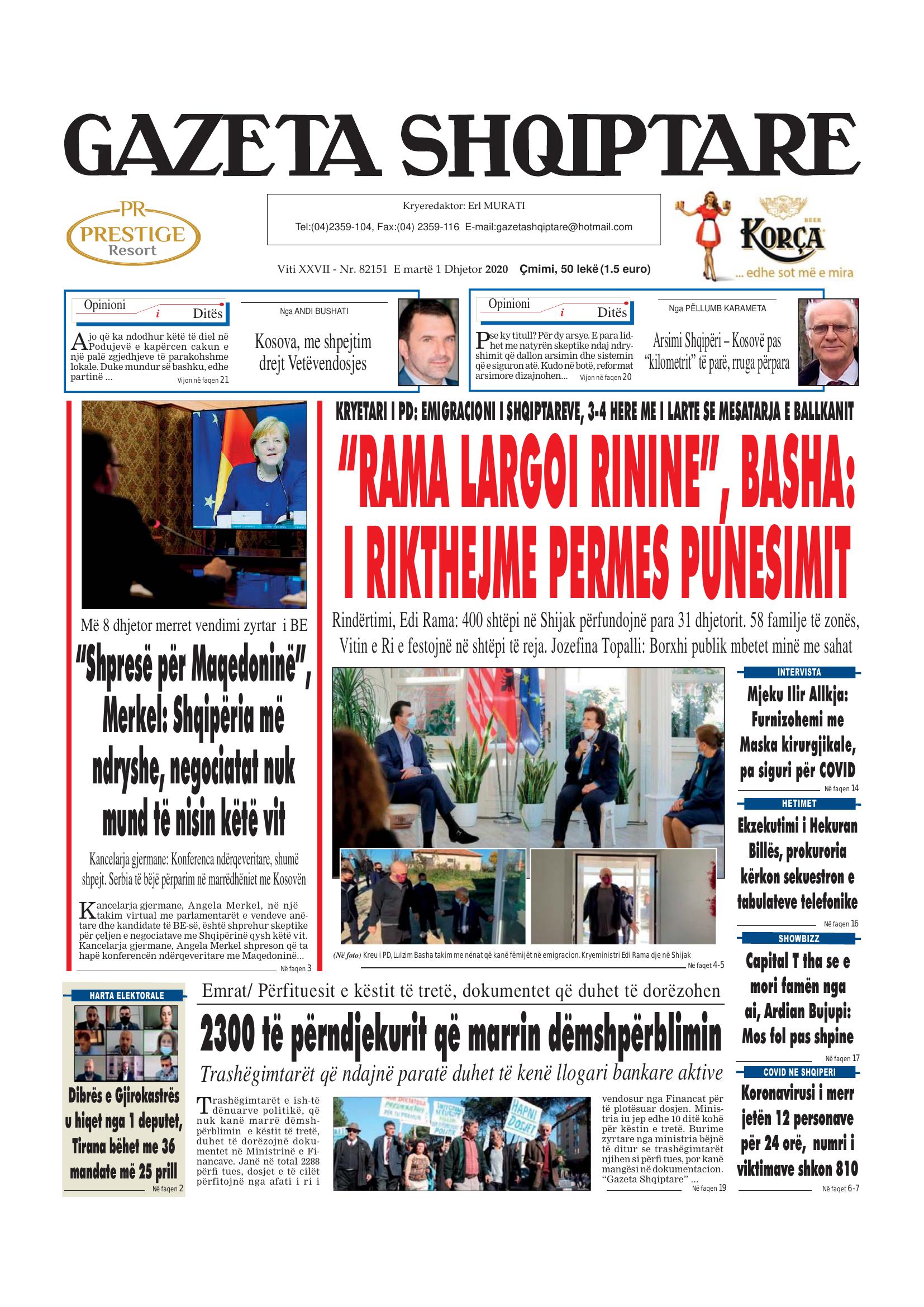 Gazeta Shqiptare 2020-12-01