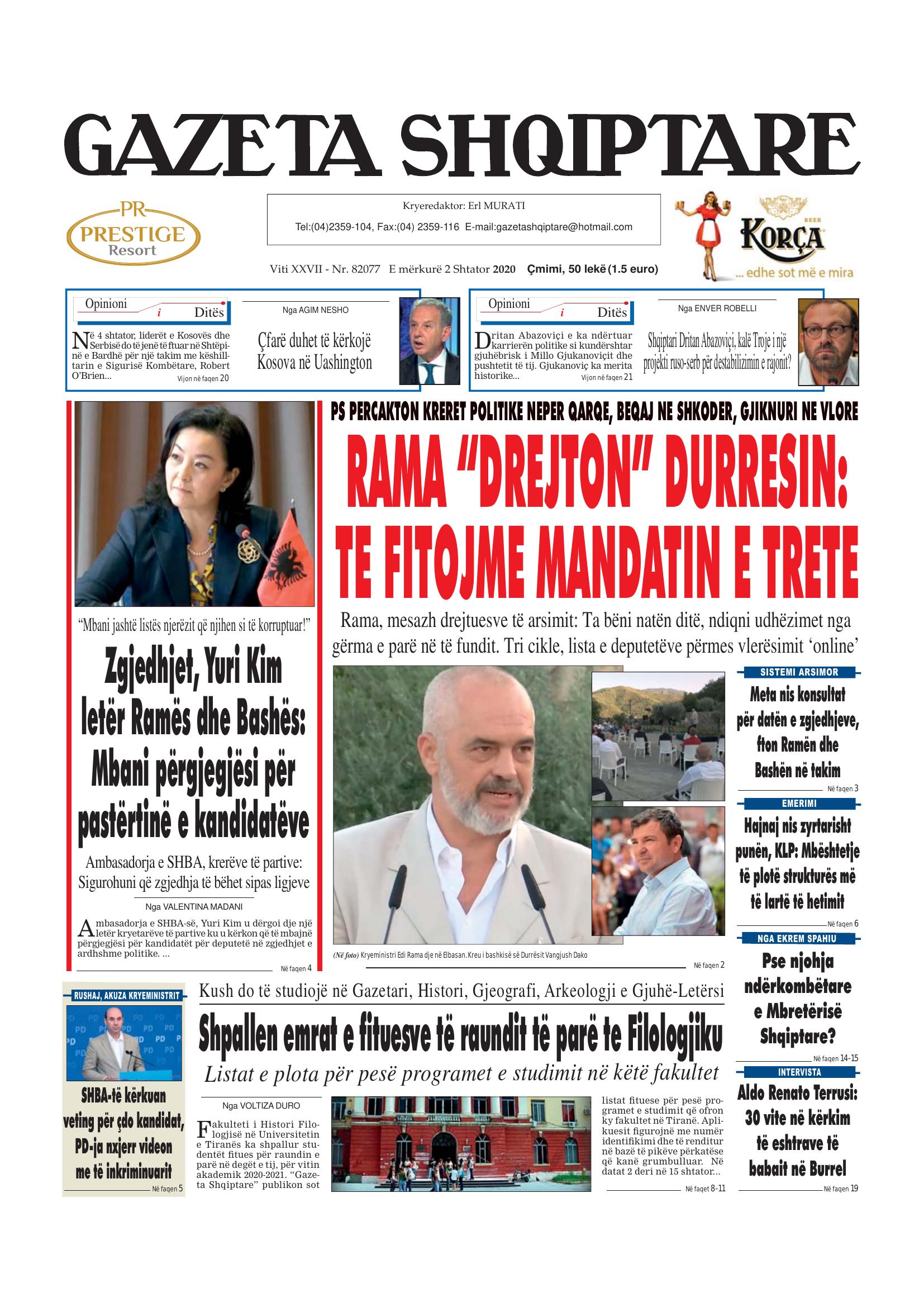 Gazeta Shqiptare 2020-09-02