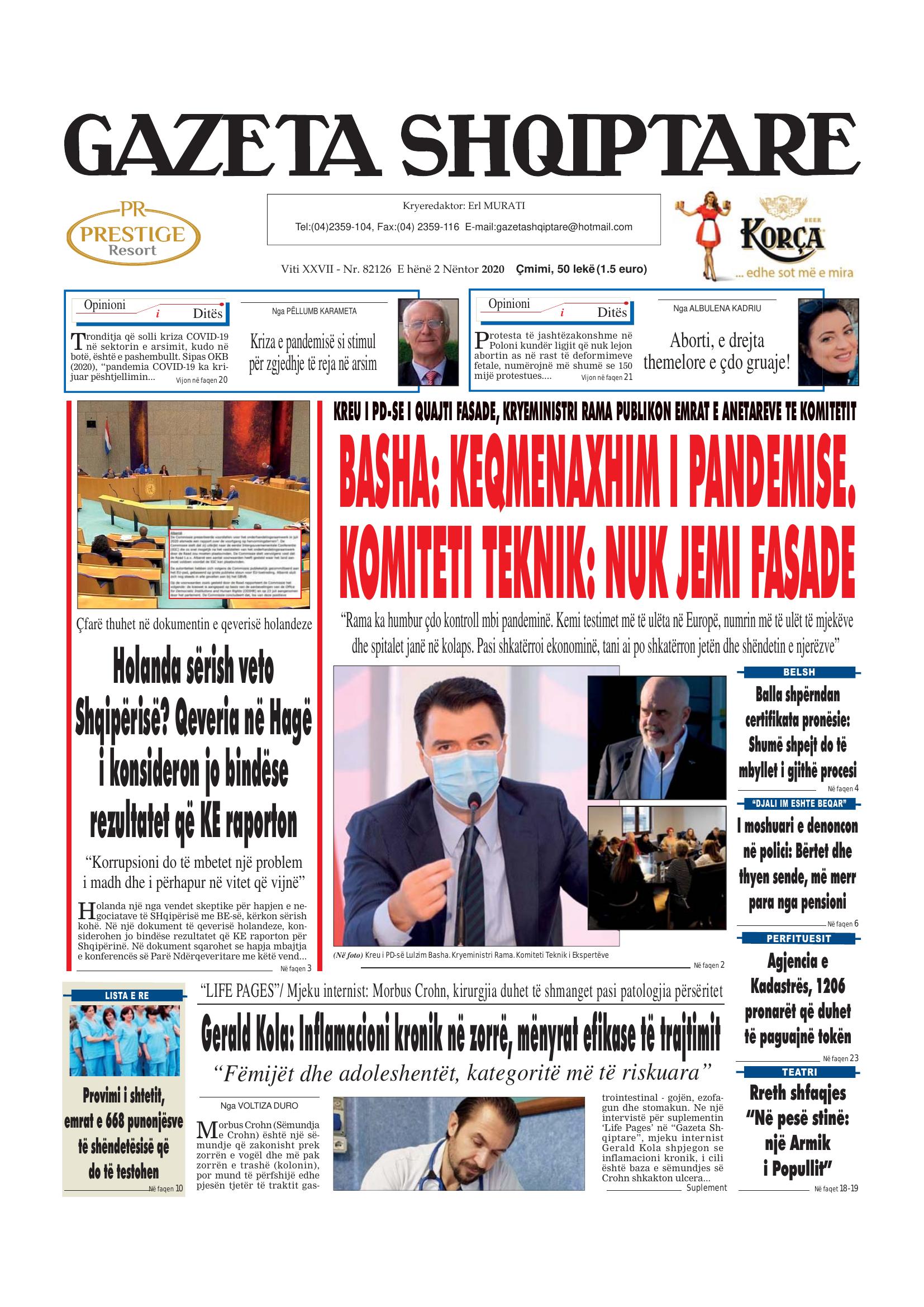 Gazeta Shqiptare 2020-11-02