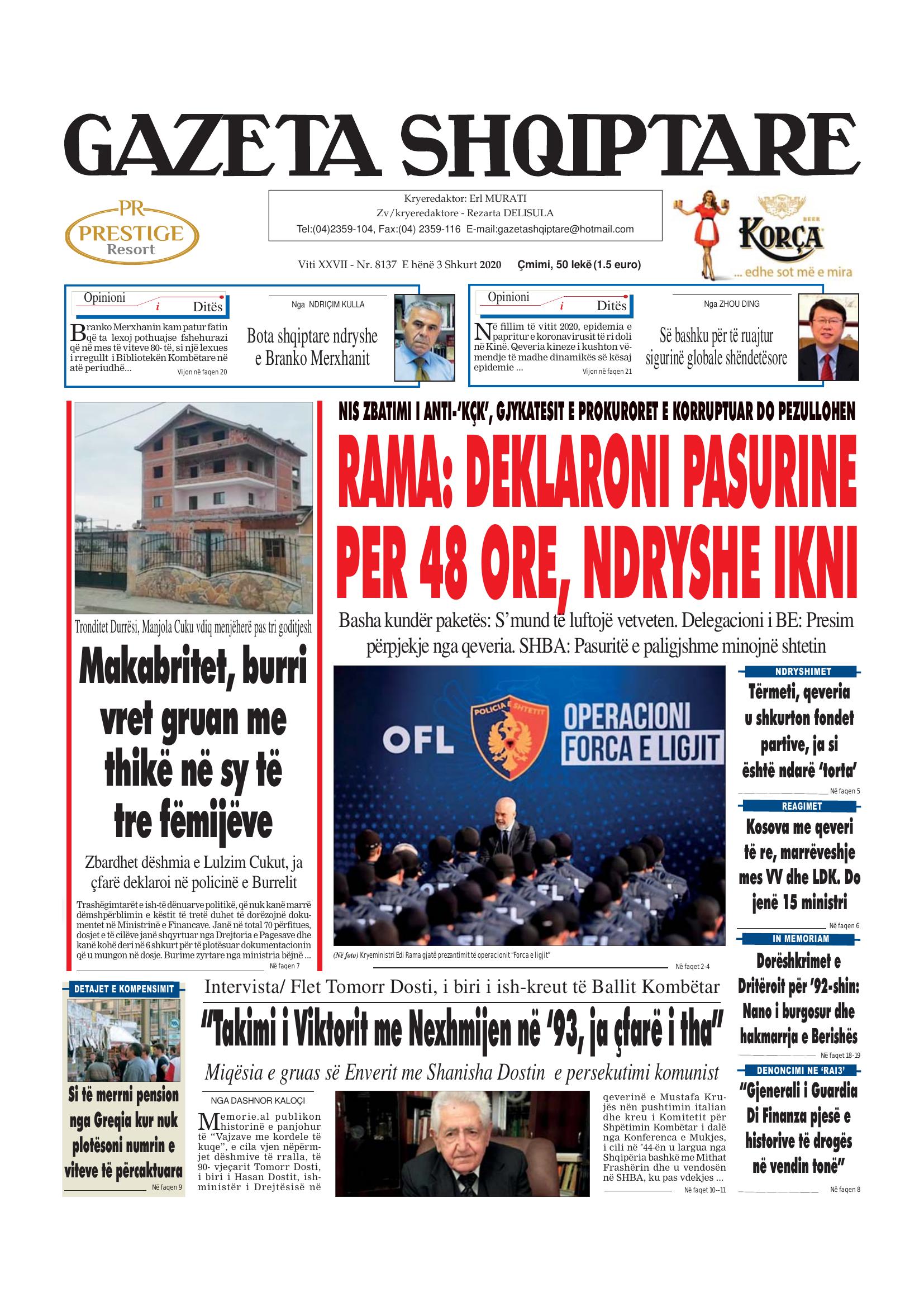 Gazeta Shqiptare 2020-02-03