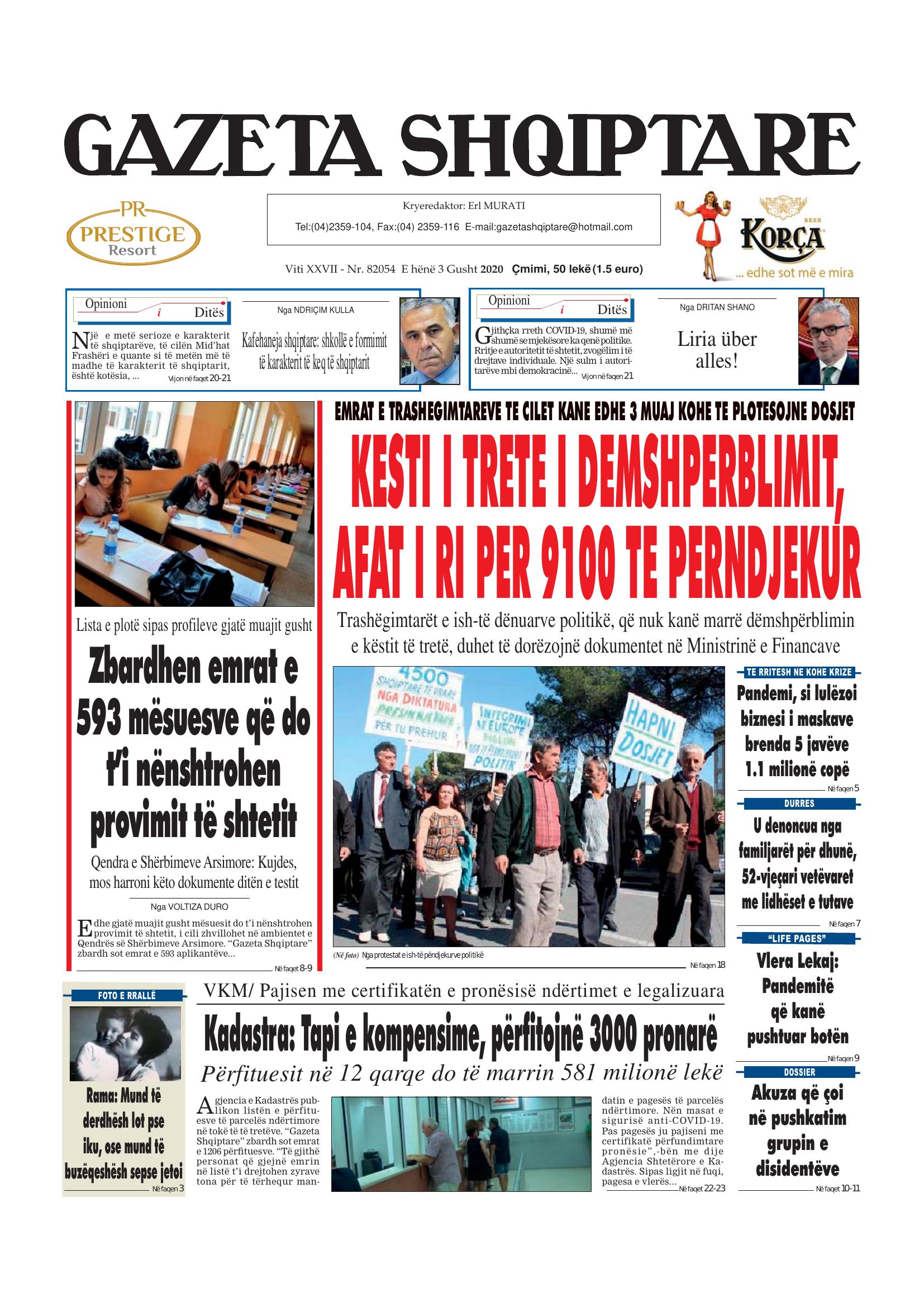 Gazeta Shqiptare 2020-08-03