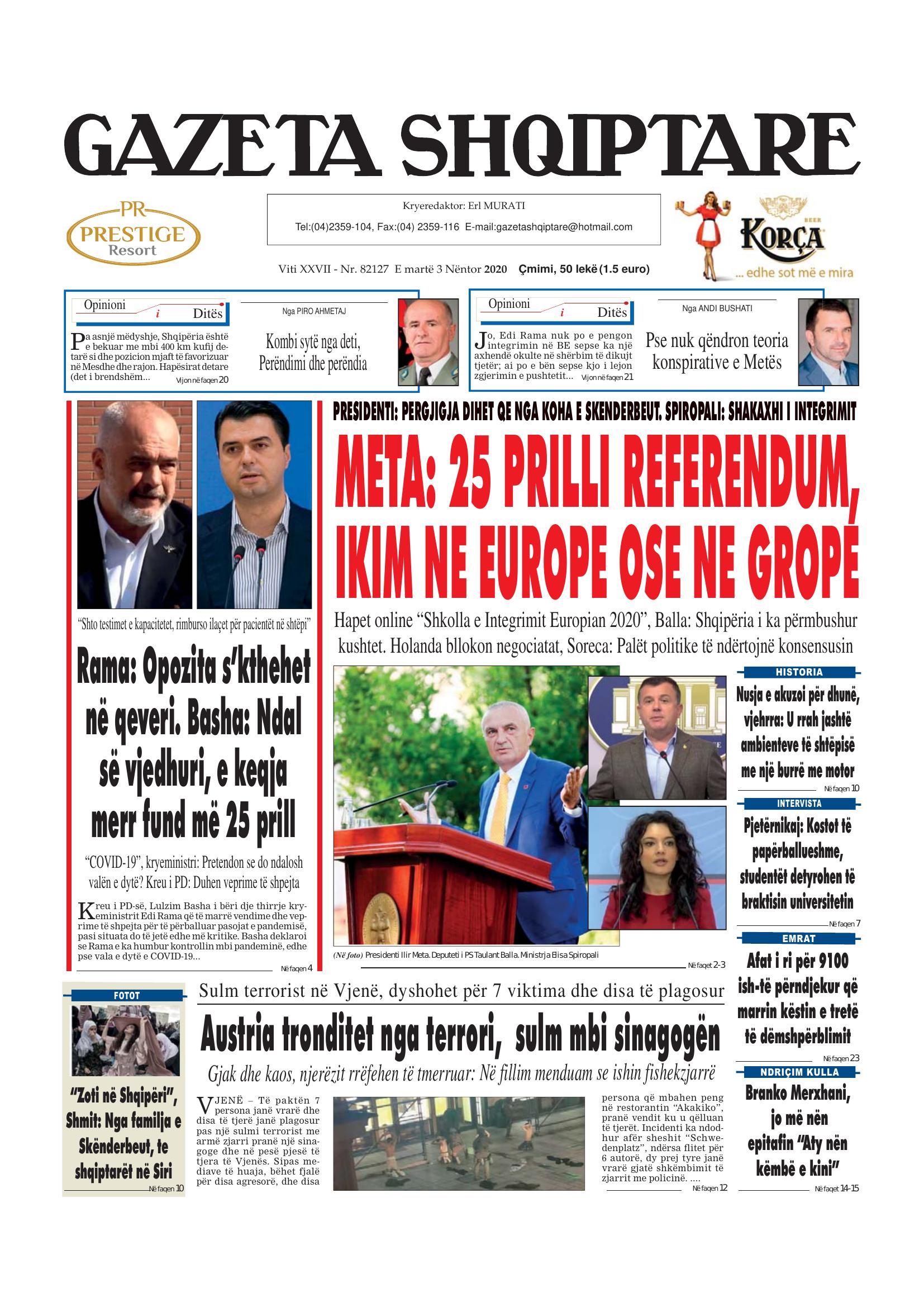 Gazeta Shqiptare 2020-11-03