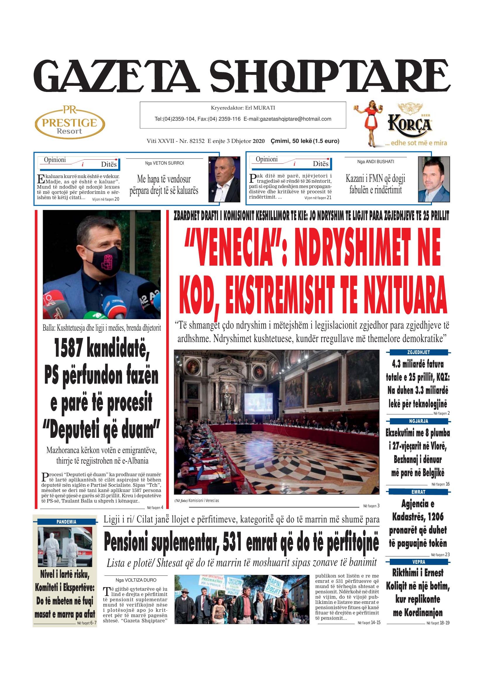 Gazeta Shqiptare 2020-12-03