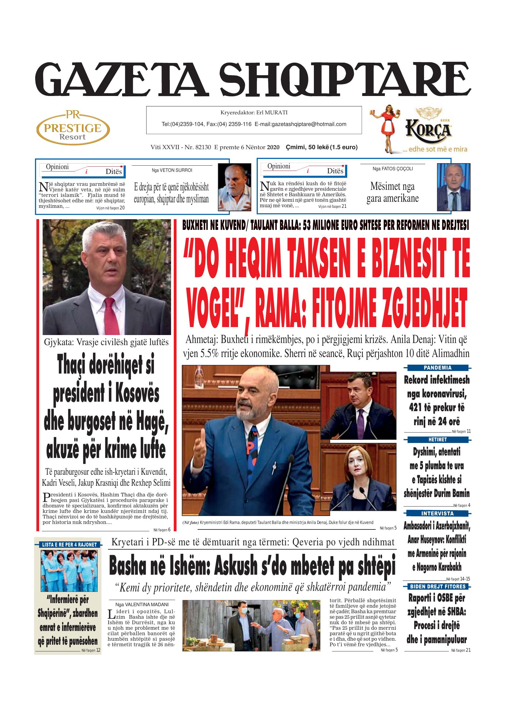 Gazeta Shqiptare 2020-11-06
