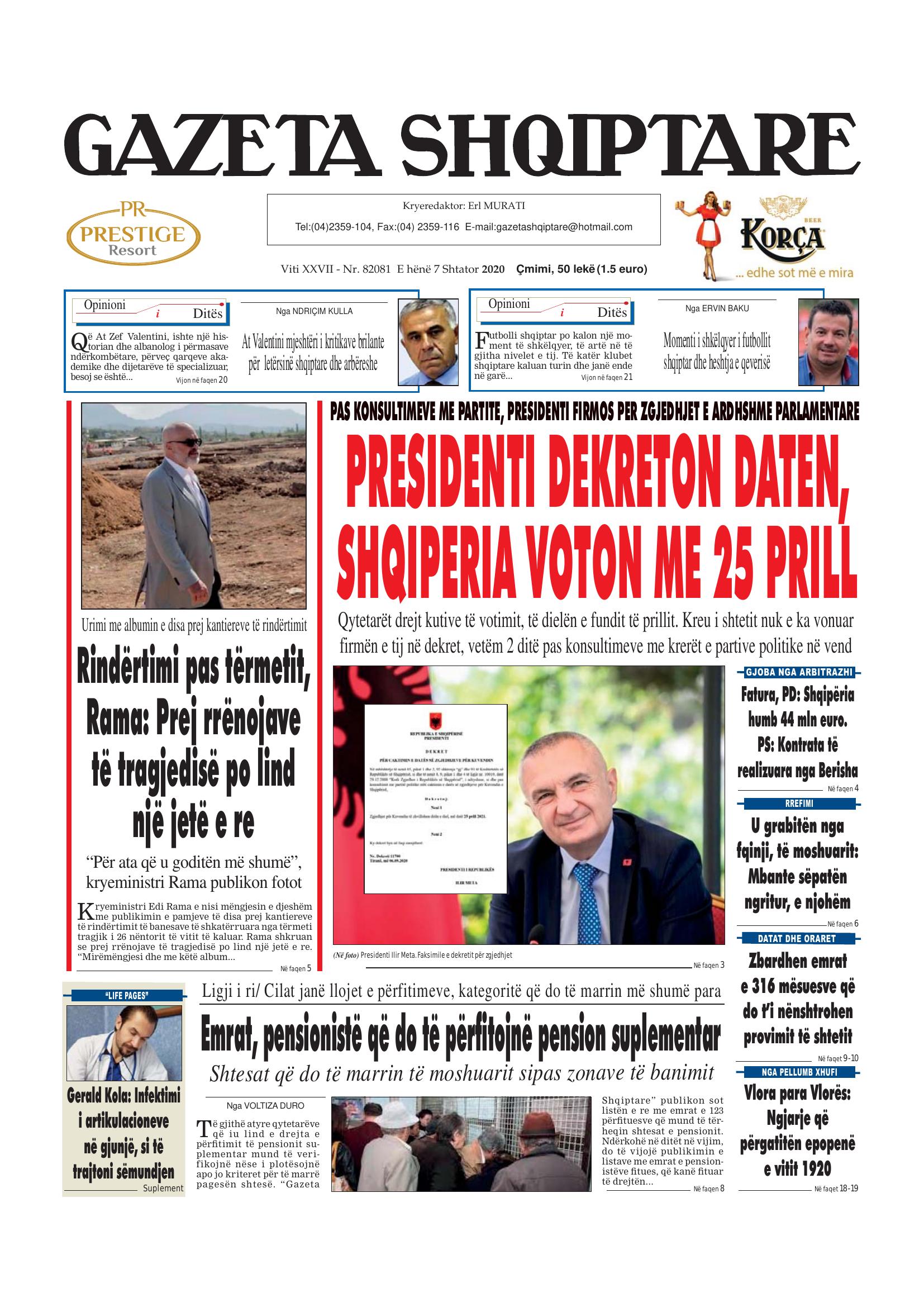 Gazeta Shqiptare 2020-09-07