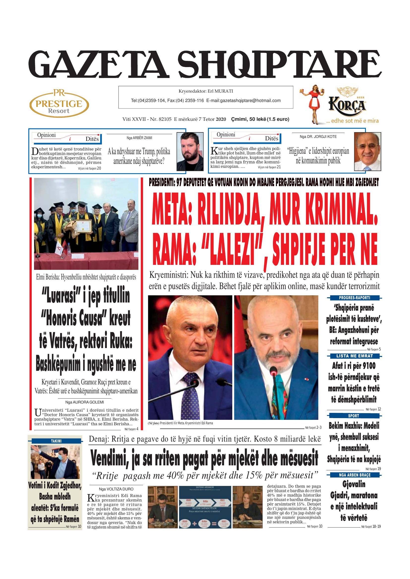 Gazeta Shqiptare 2020-10-07