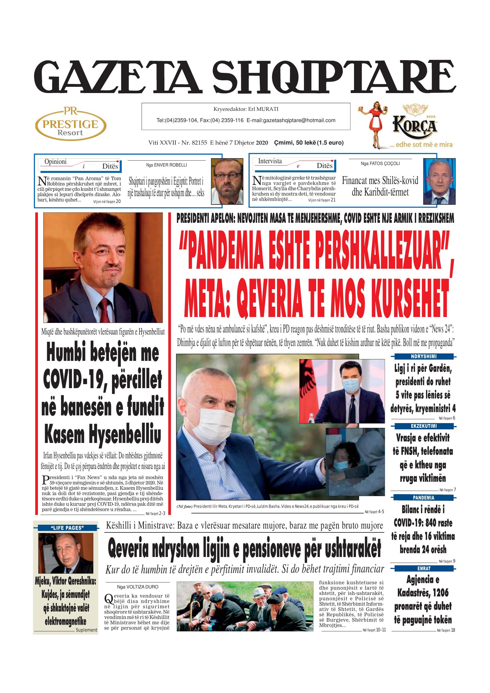 Gazeta Shqiptare 2020-12-07