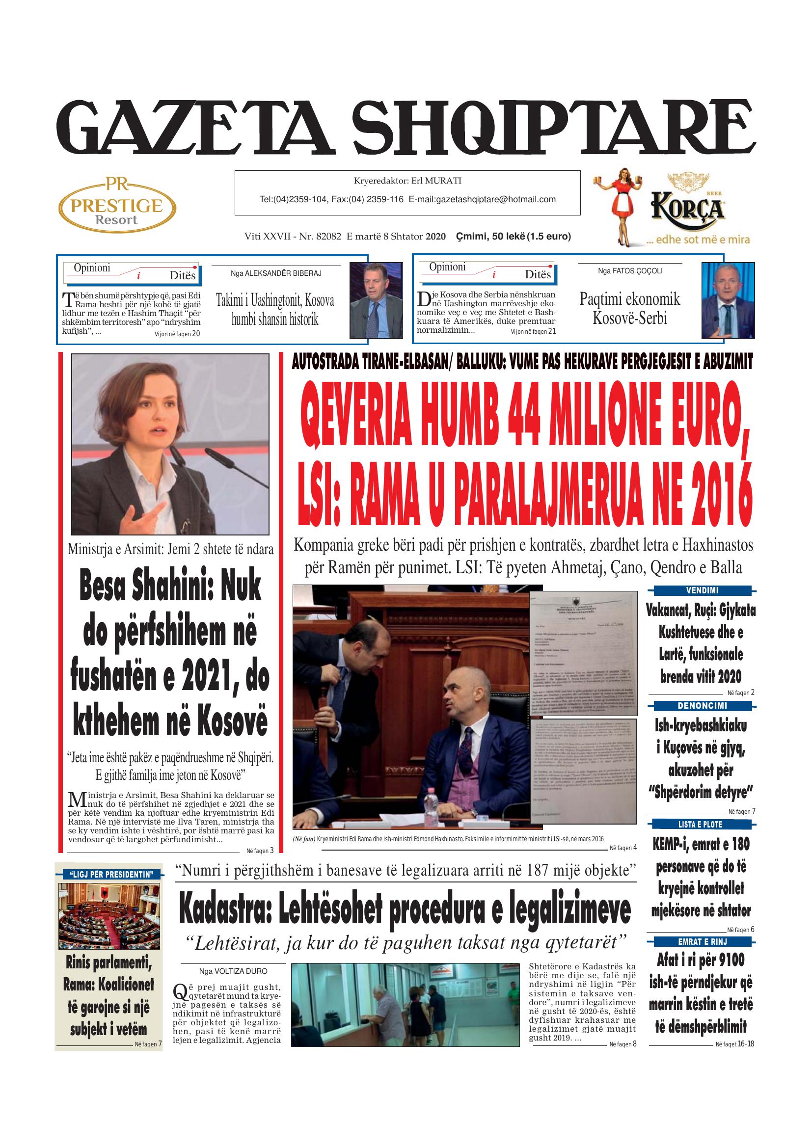Gazeta Shqiptare 2020-09-08