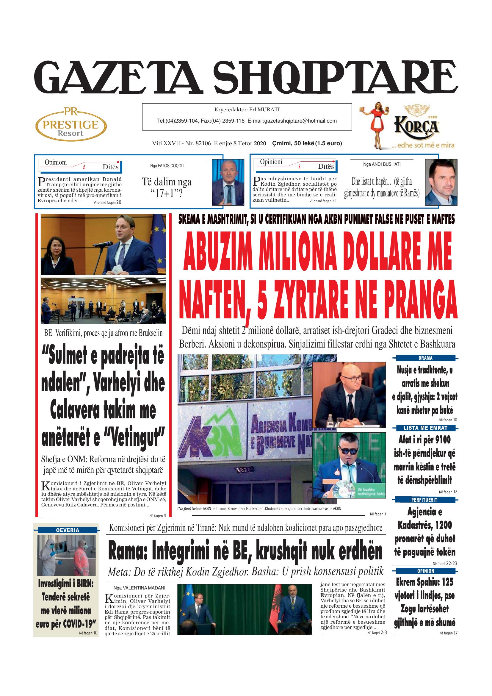 Gazeta Shqiptare 2020-10-08