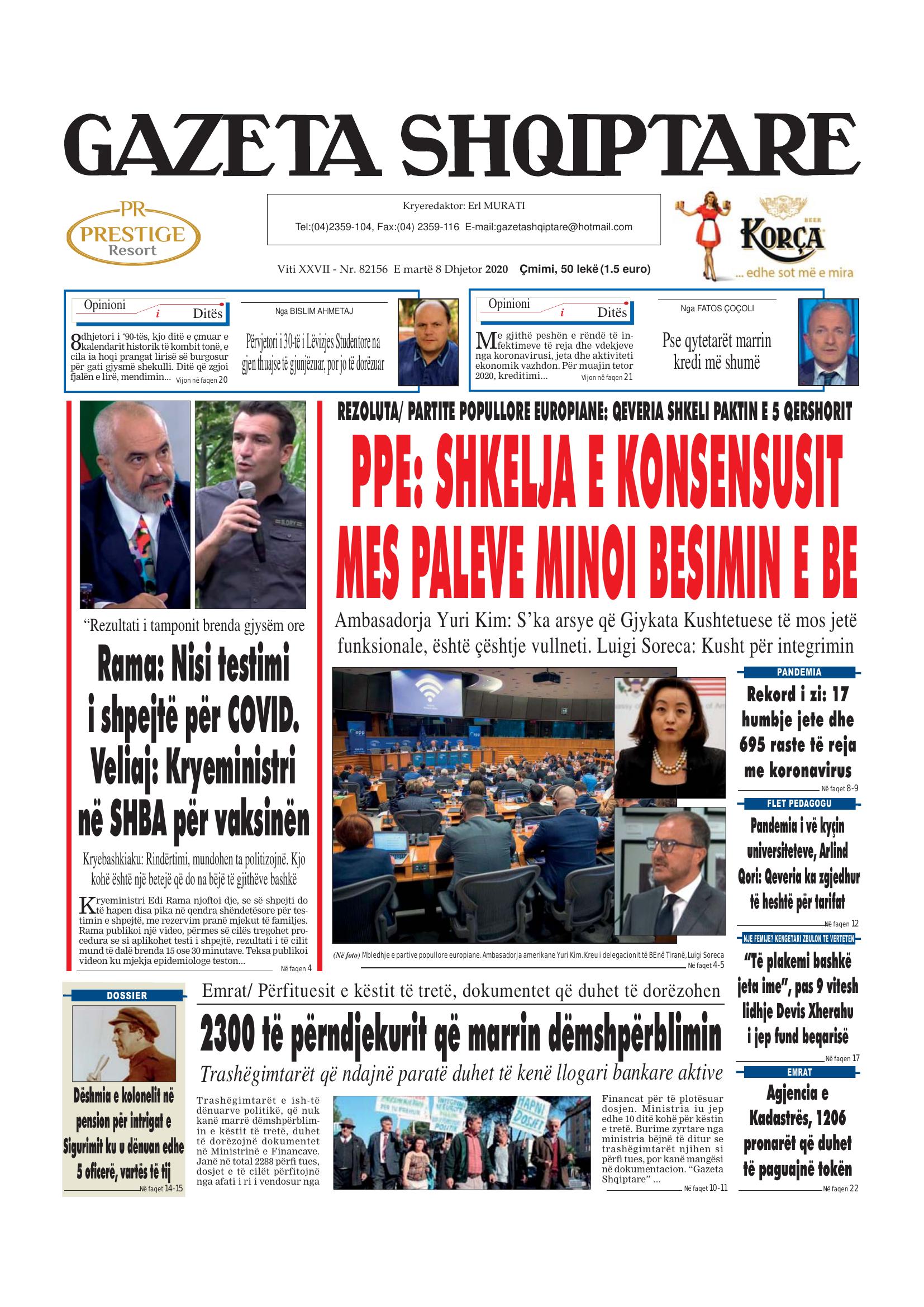 Gazeta Shqiptare 2020-12-08
