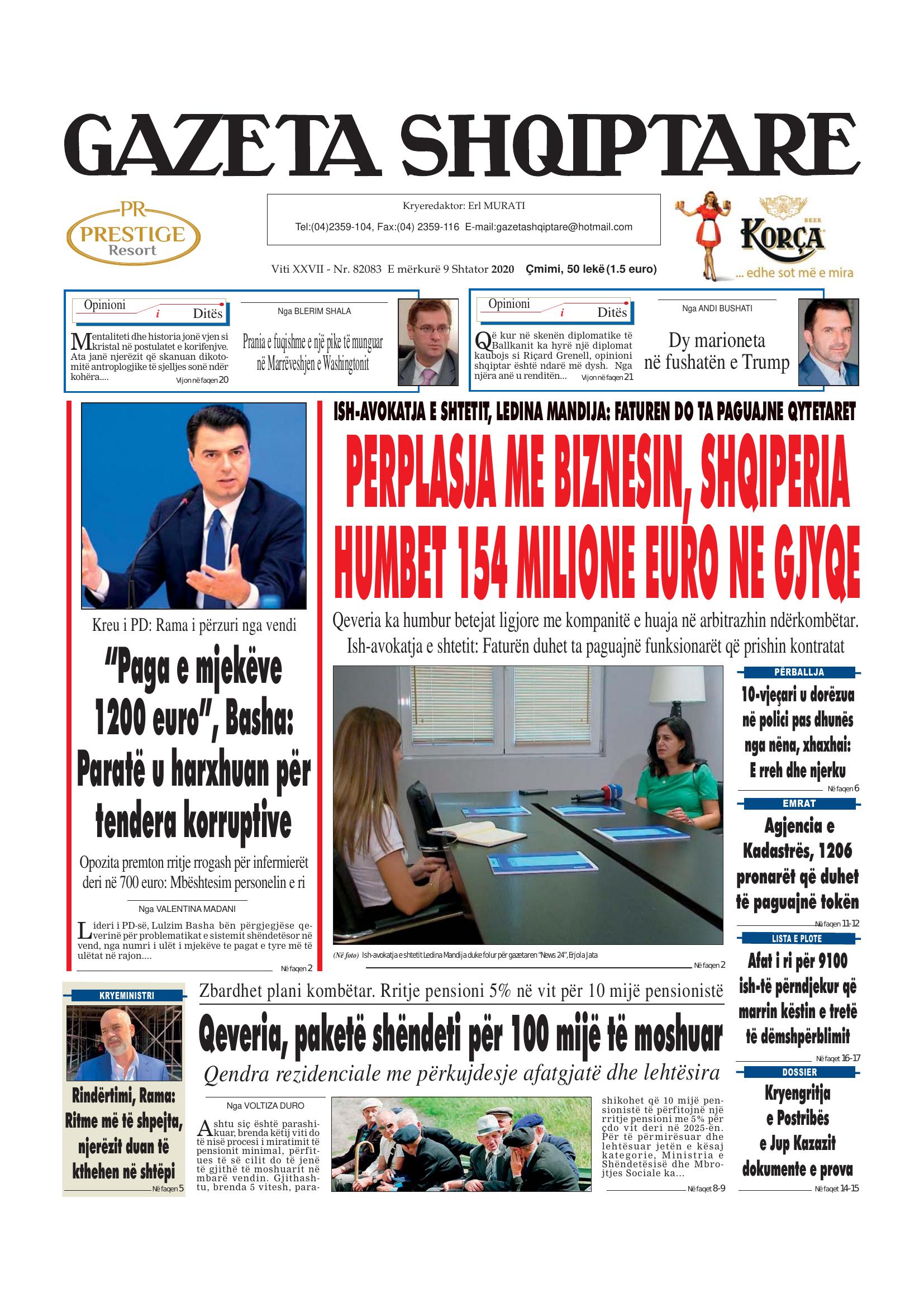 Gazeta Shqiptare 2020-09-09
