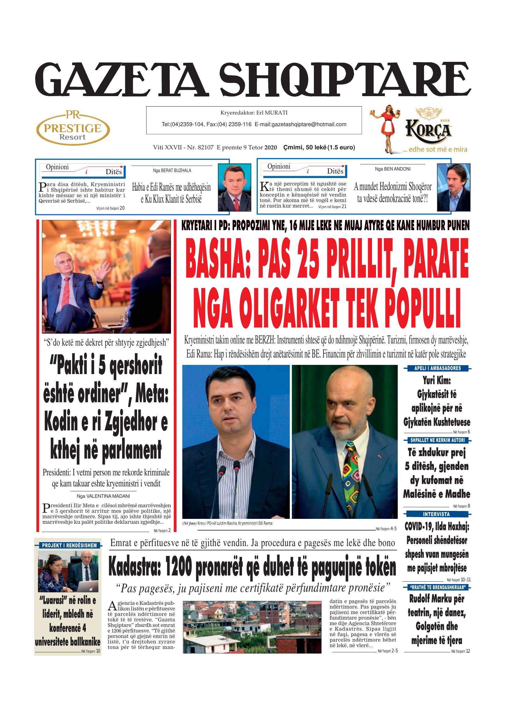 Gazeta Shqiptare 2020-10-09