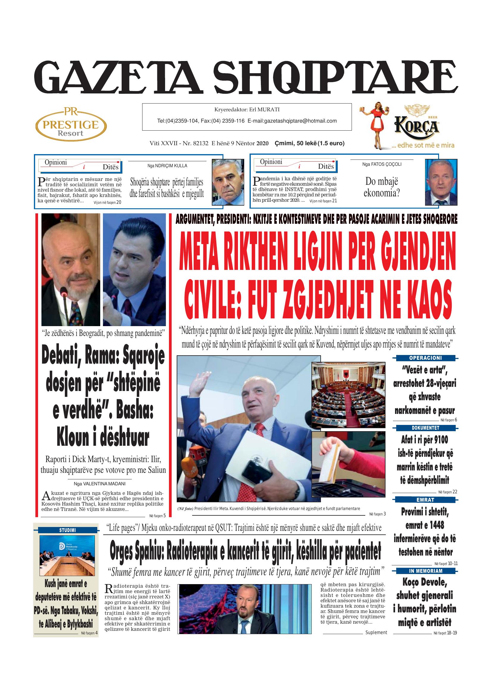 Gazeta Shqiptare 2020-11-09