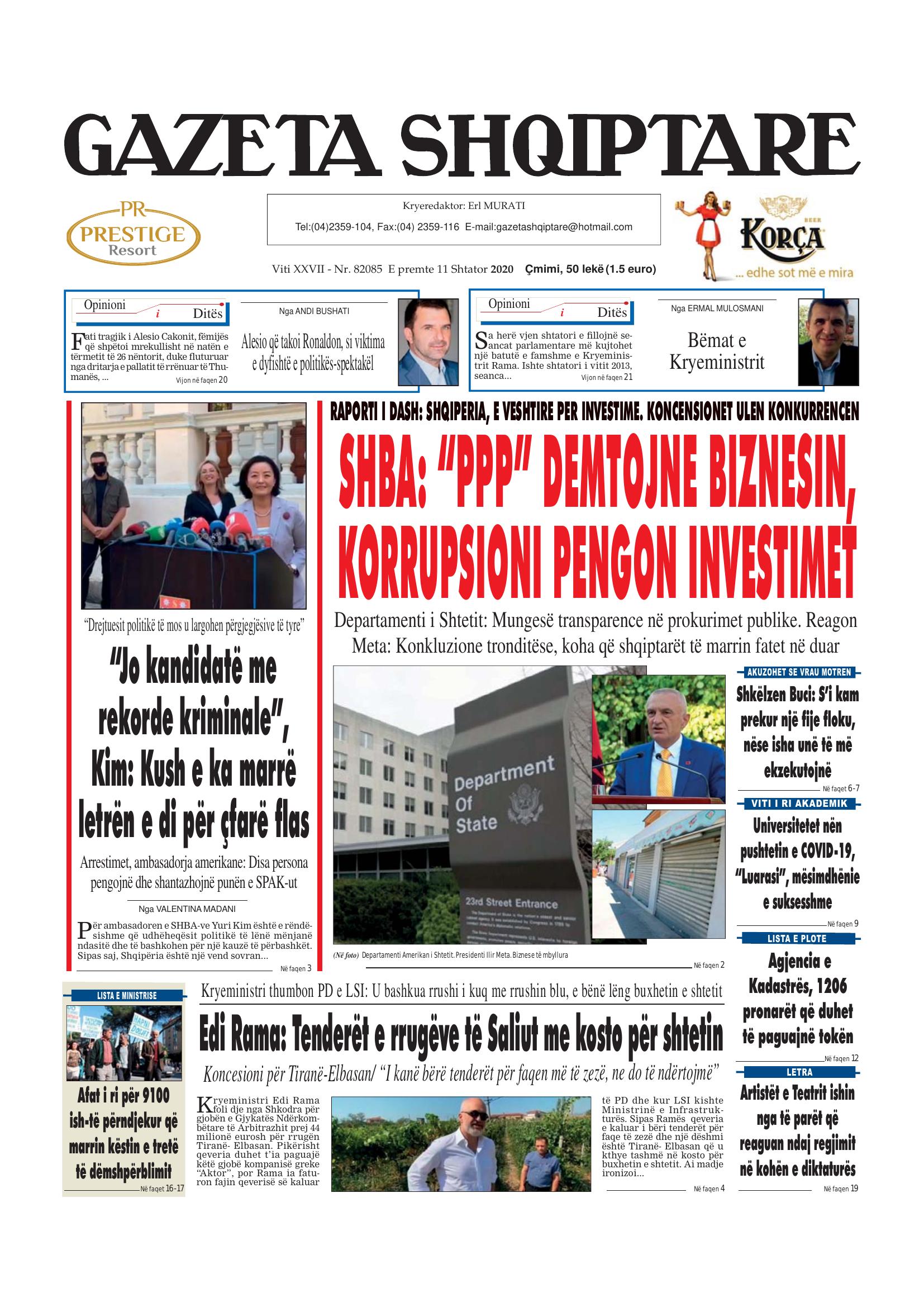 Gazeta Shqiptare 2020-09-11