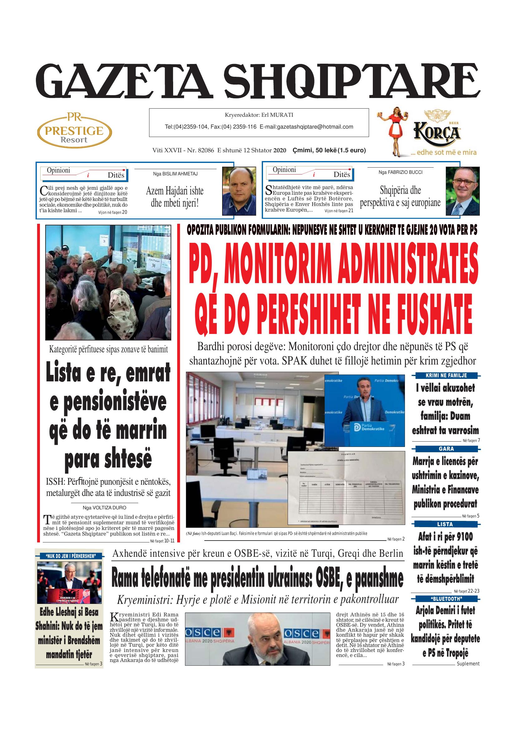 Gazeta Shqiptare 2020-09-12