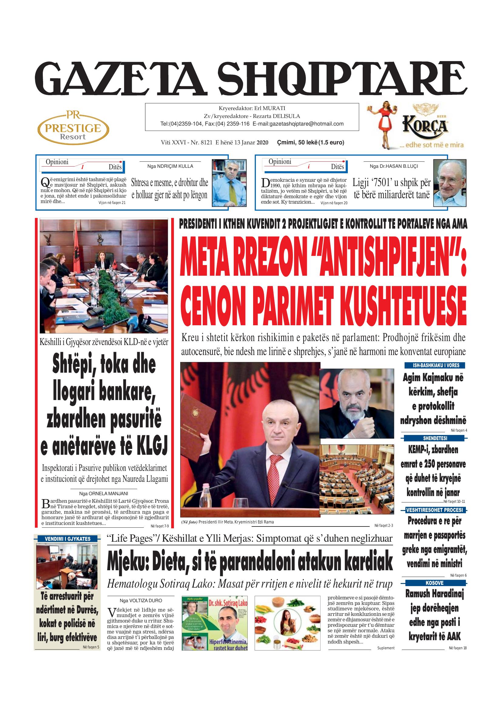 Gazeta Shqiptare 2020-01-13