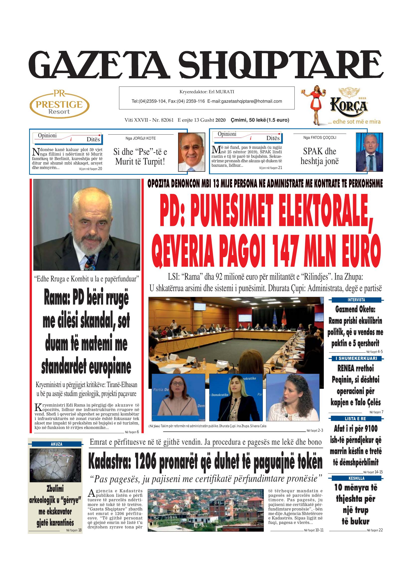Gazeta Shqiptare 2020-08-13