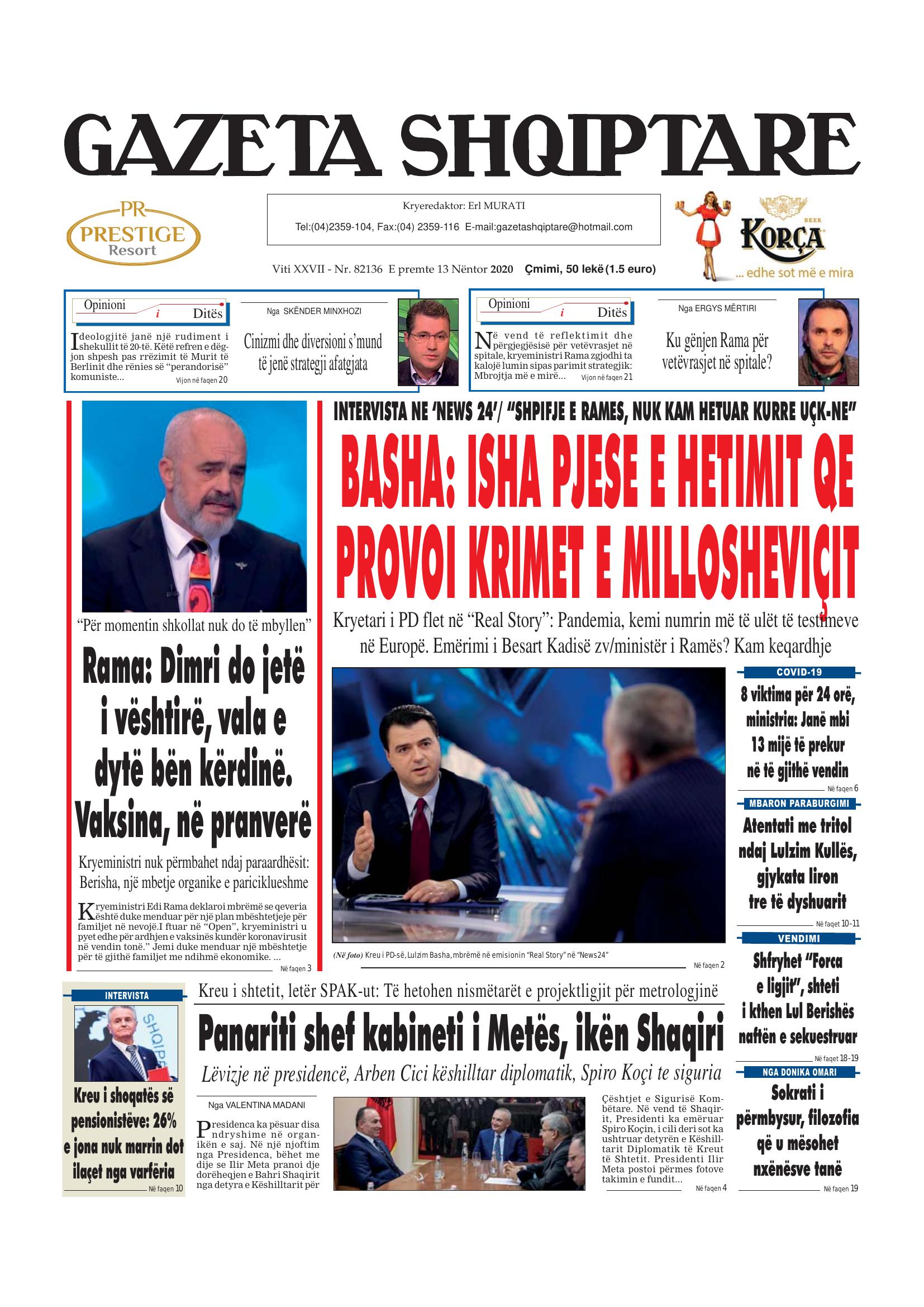 Gazeta Shqiptare 2020-11-13