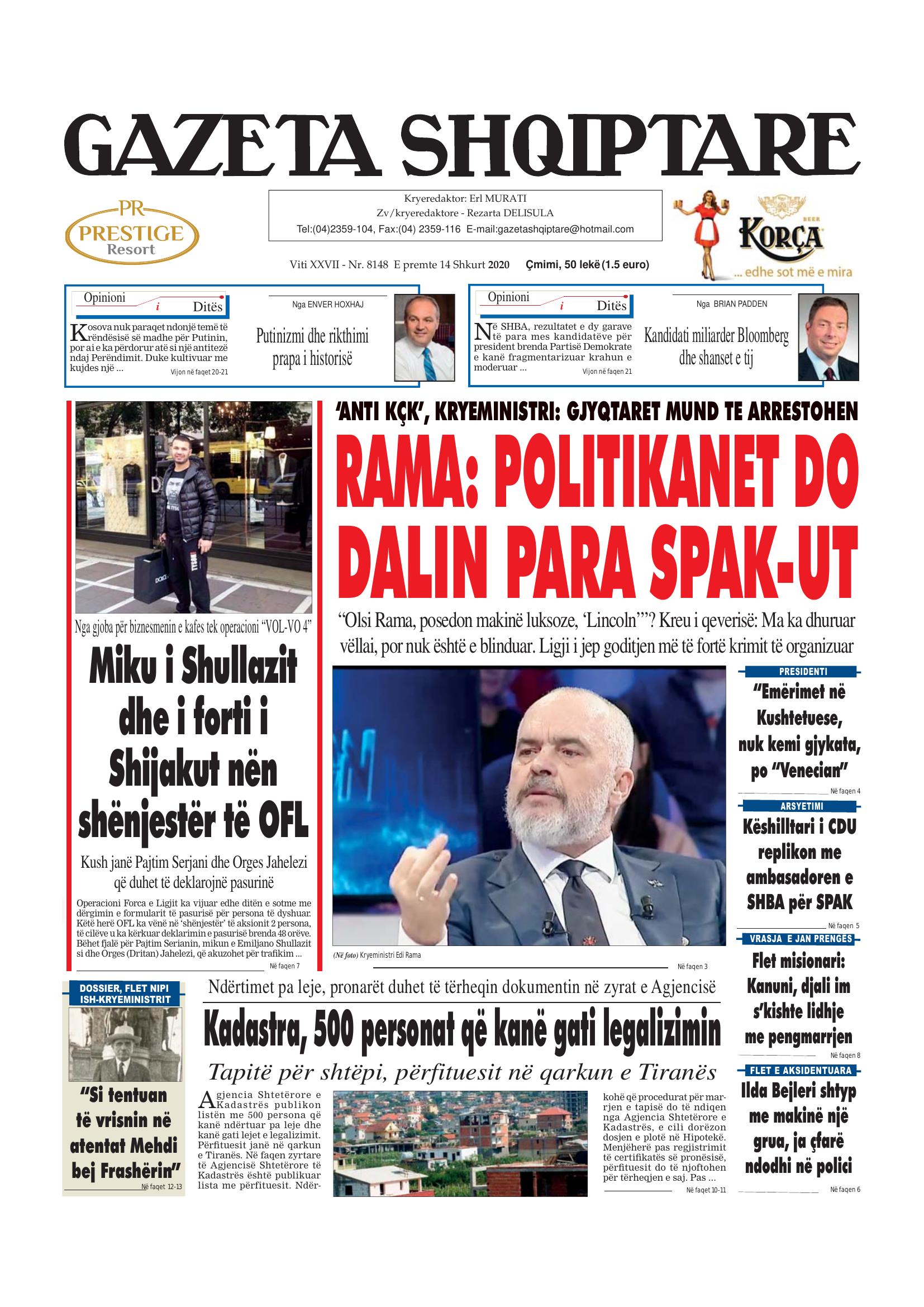 Gazeta Shqiptare 2020-02-14