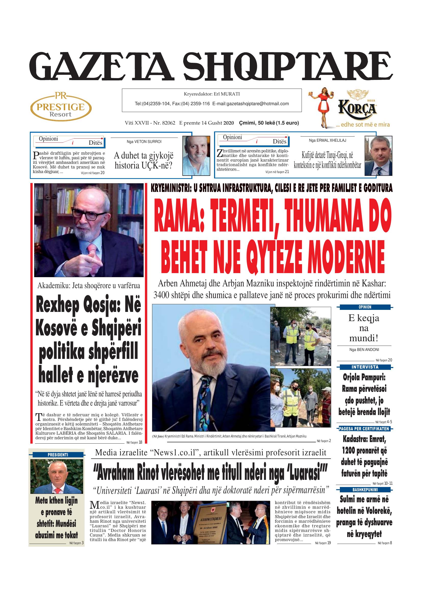 Gazeta Shqiptare 2020-08-14