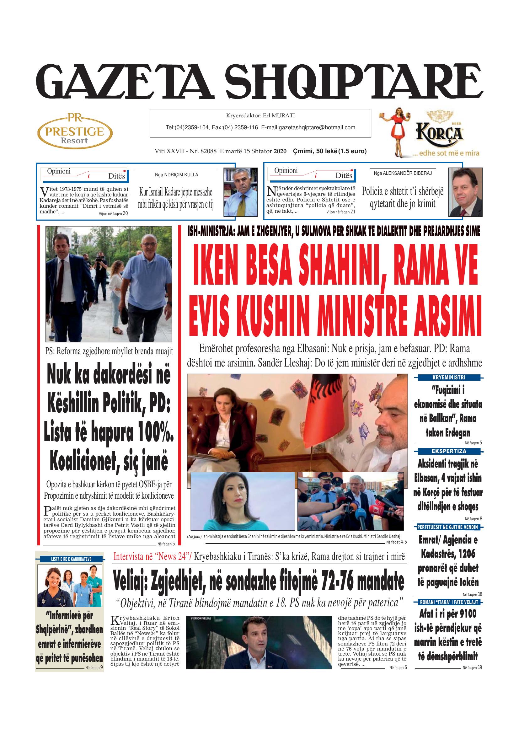 Gazeta Shqiptare 2020-09-15