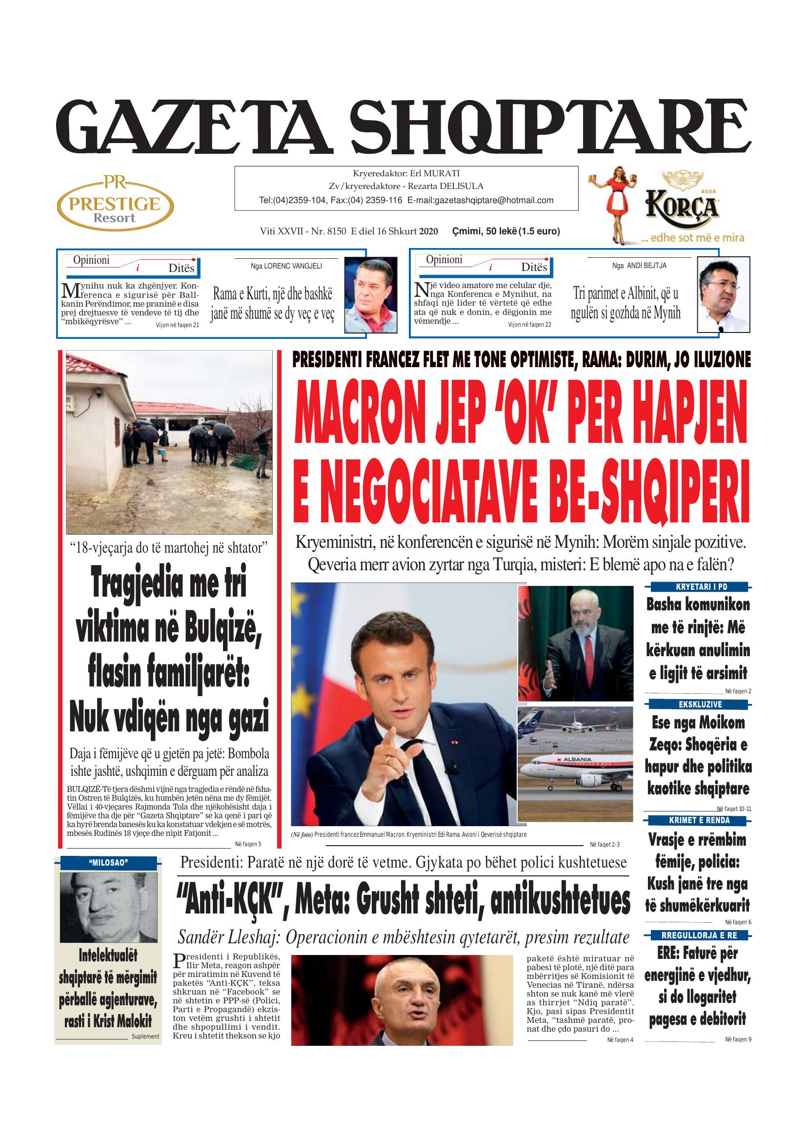 Gazeta Shqiptare 2020-02-16