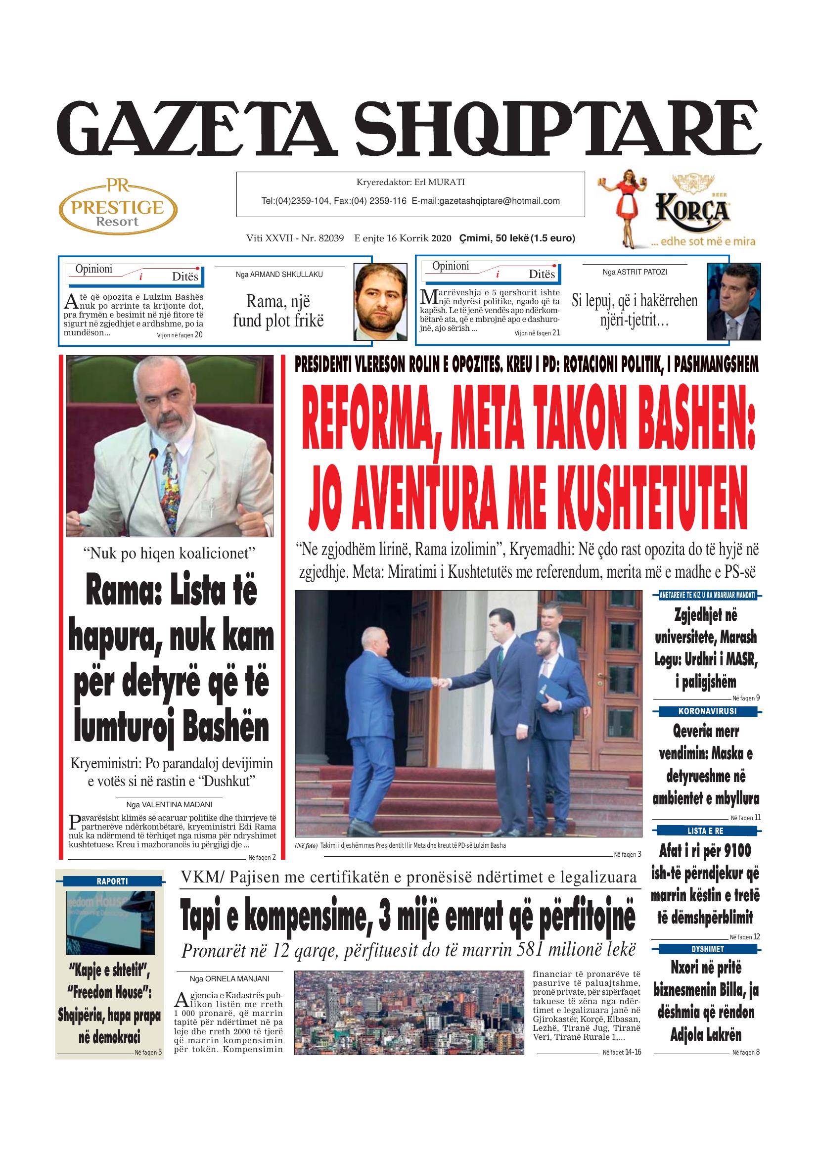 Gazeta Shqiptare 2020-07-16