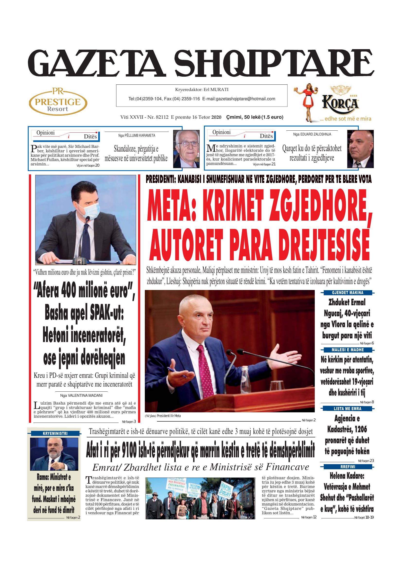 Gazeta Shqiptare 2020-10-16