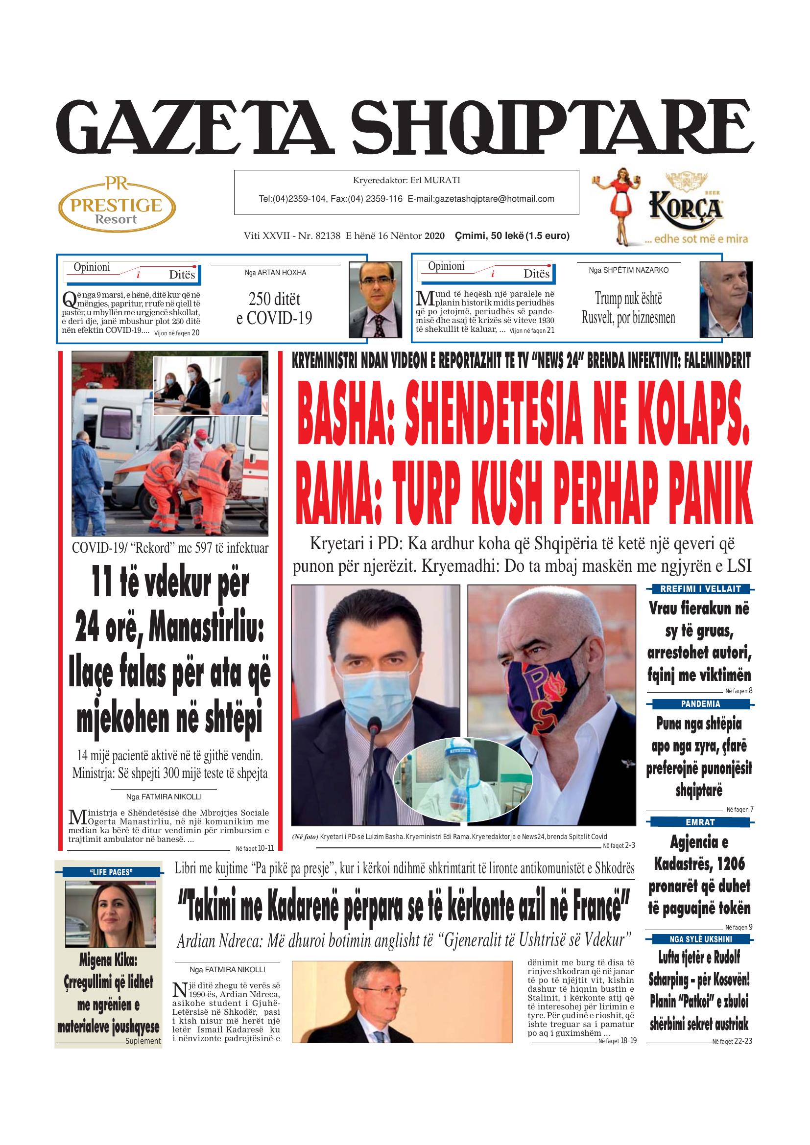 Gazeta Shqiptare 2020-11-16