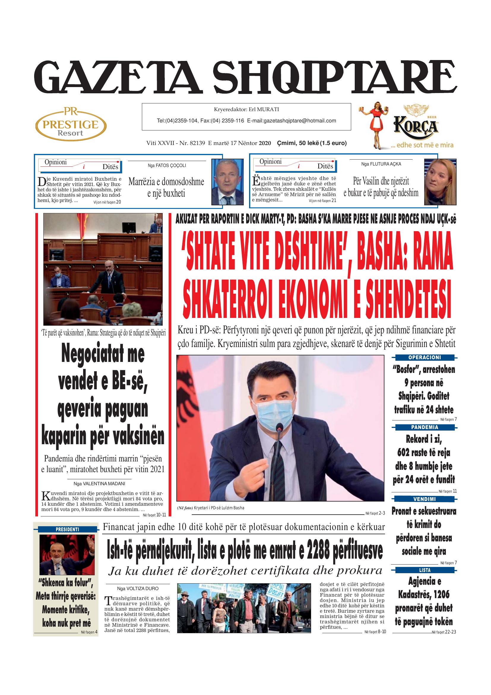 Gazeta Shqiptare 2020-11-17