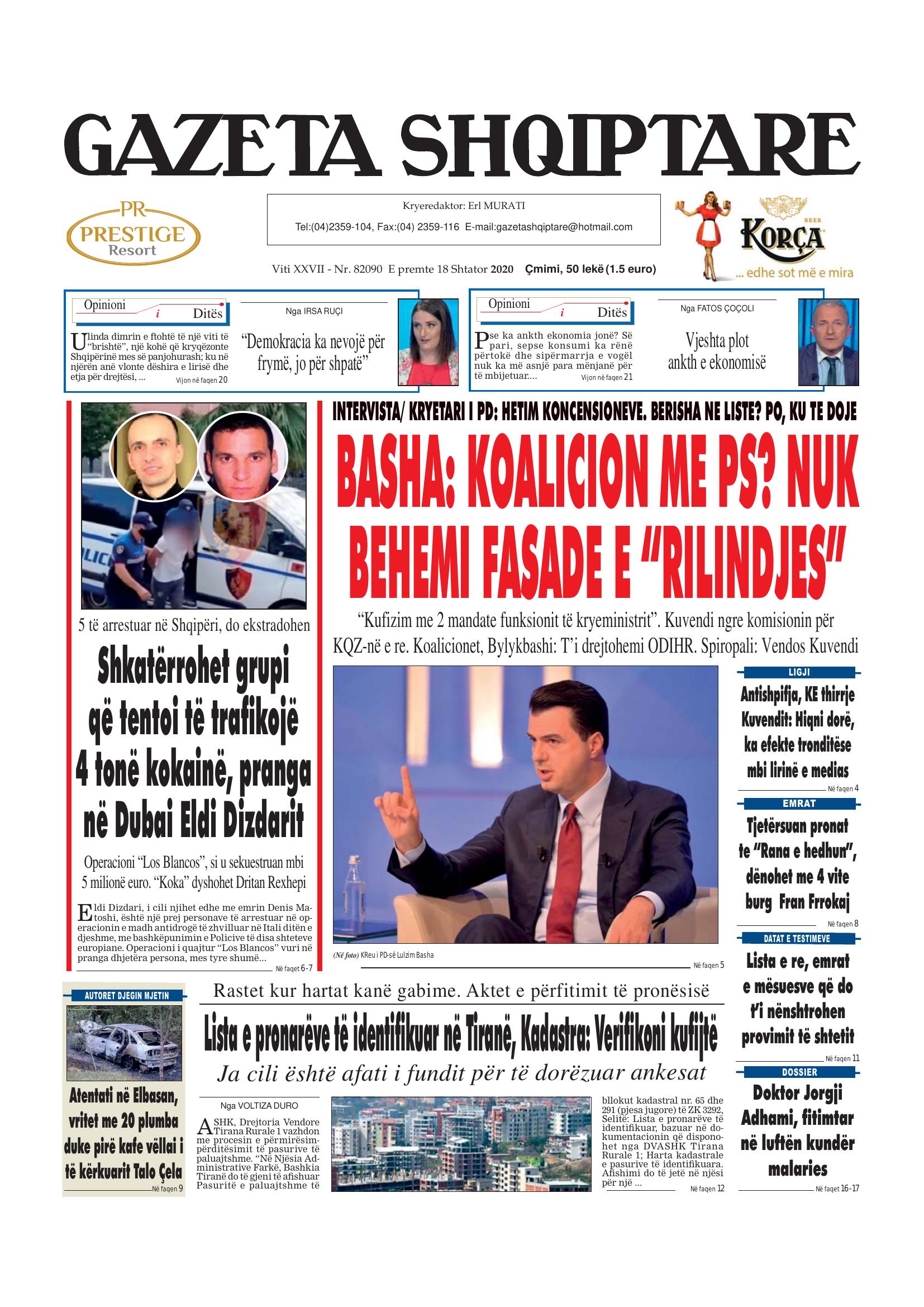 Gazeta Shqiptare 2020-09-18