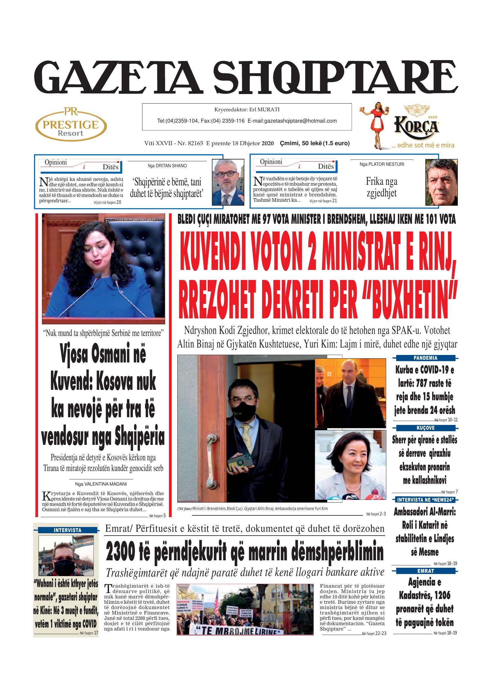 Gazeta Shqiptare 2020-12-18