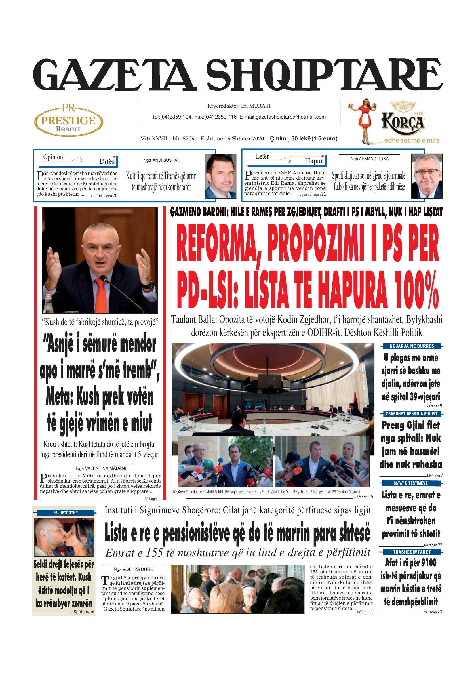 Gazeta Shqiptare 2020-09-19