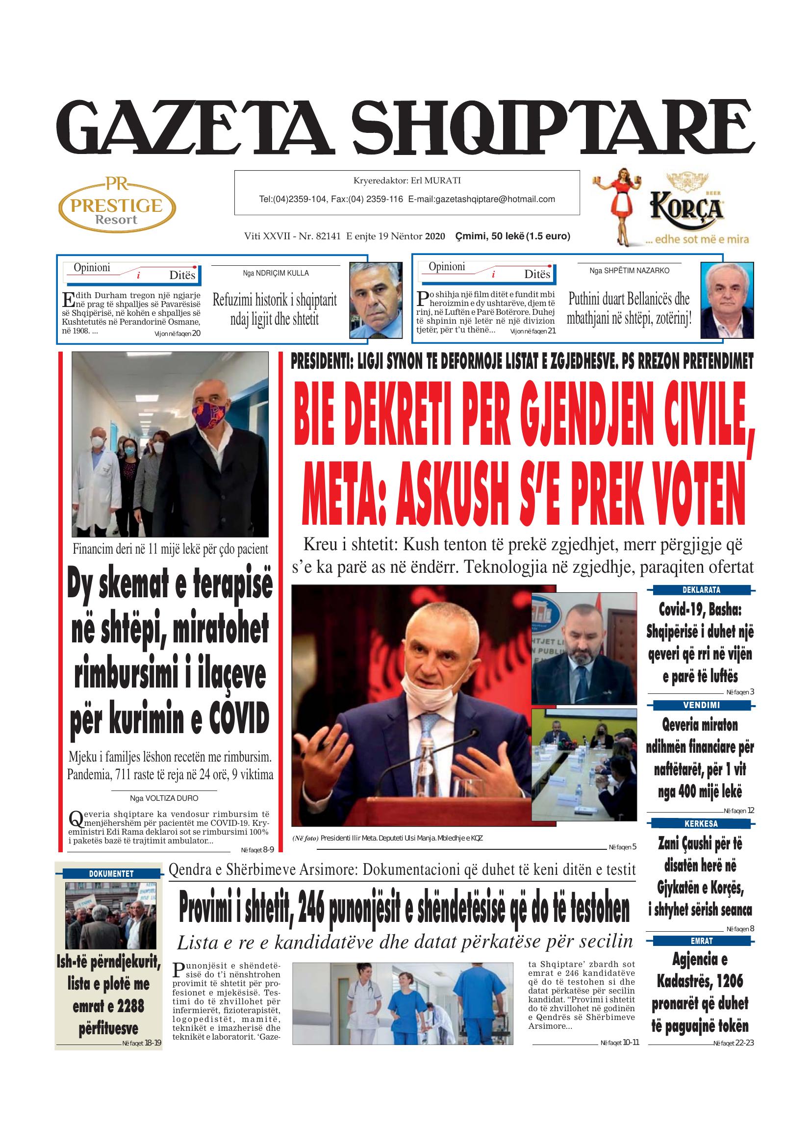 Gazeta Shqiptare 2020-11-19