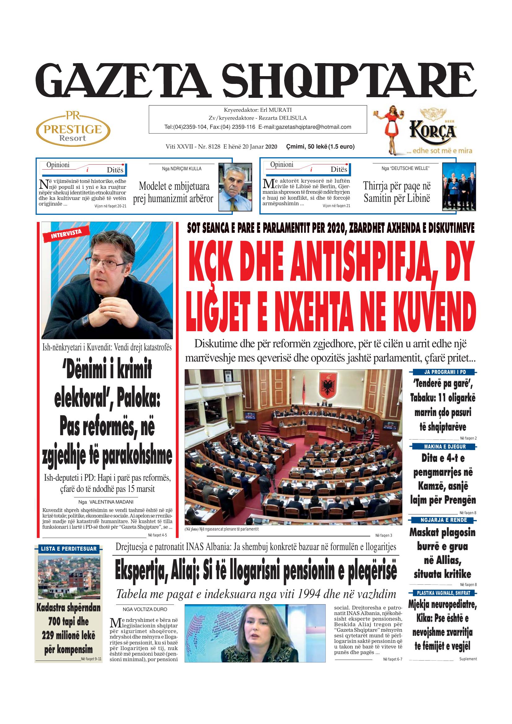 Gazeta Shqiptare 2020-01-20