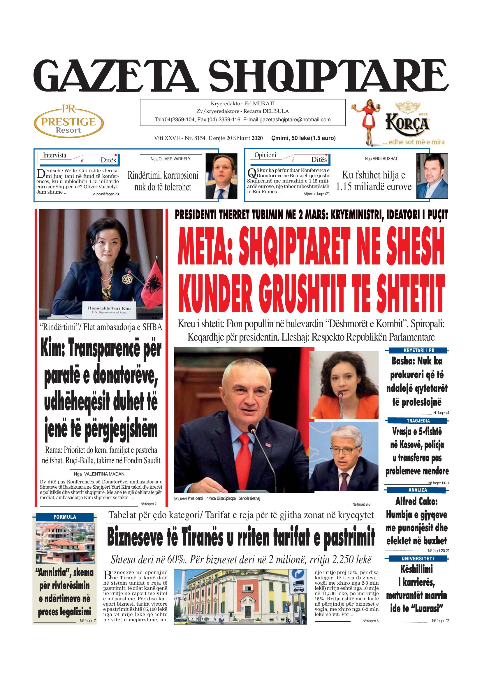 Gazeta Shqiptare 2020-02-20