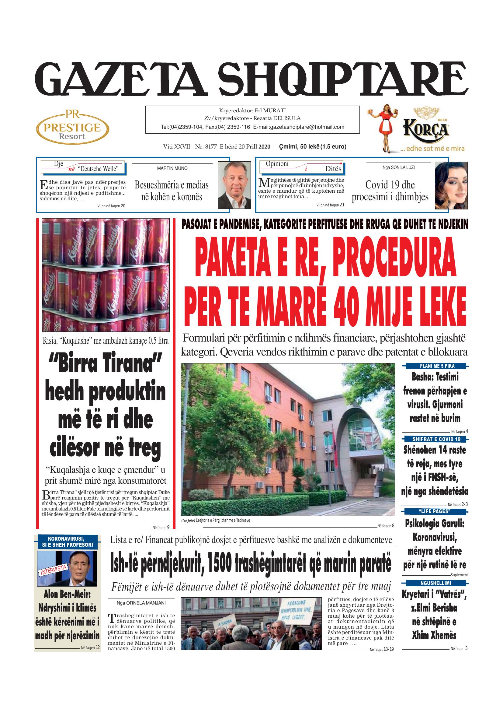 Gazeta Shqiptare 2020-04-20
