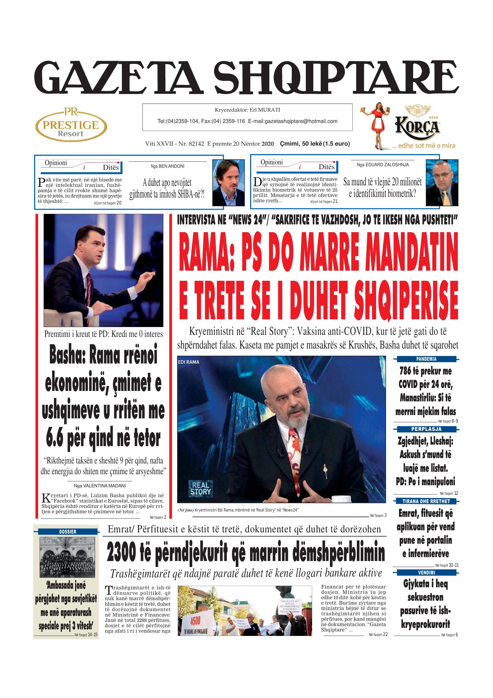 Gazeta Shqiptare 2020-11-20