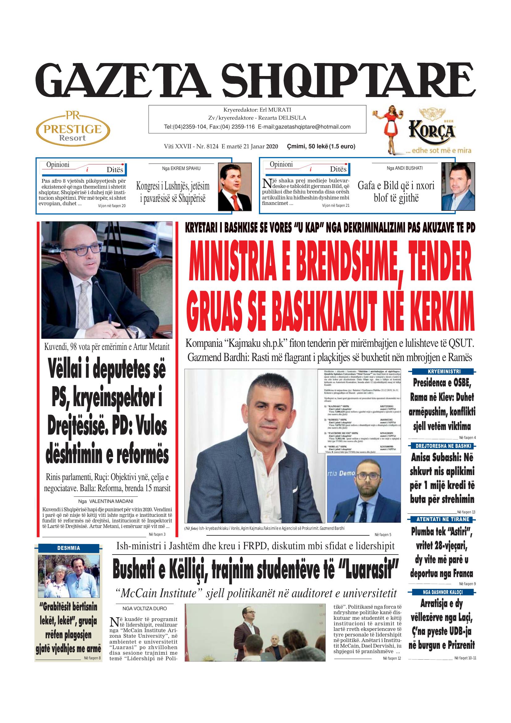 Gazeta Shqiptare 2020-01-21