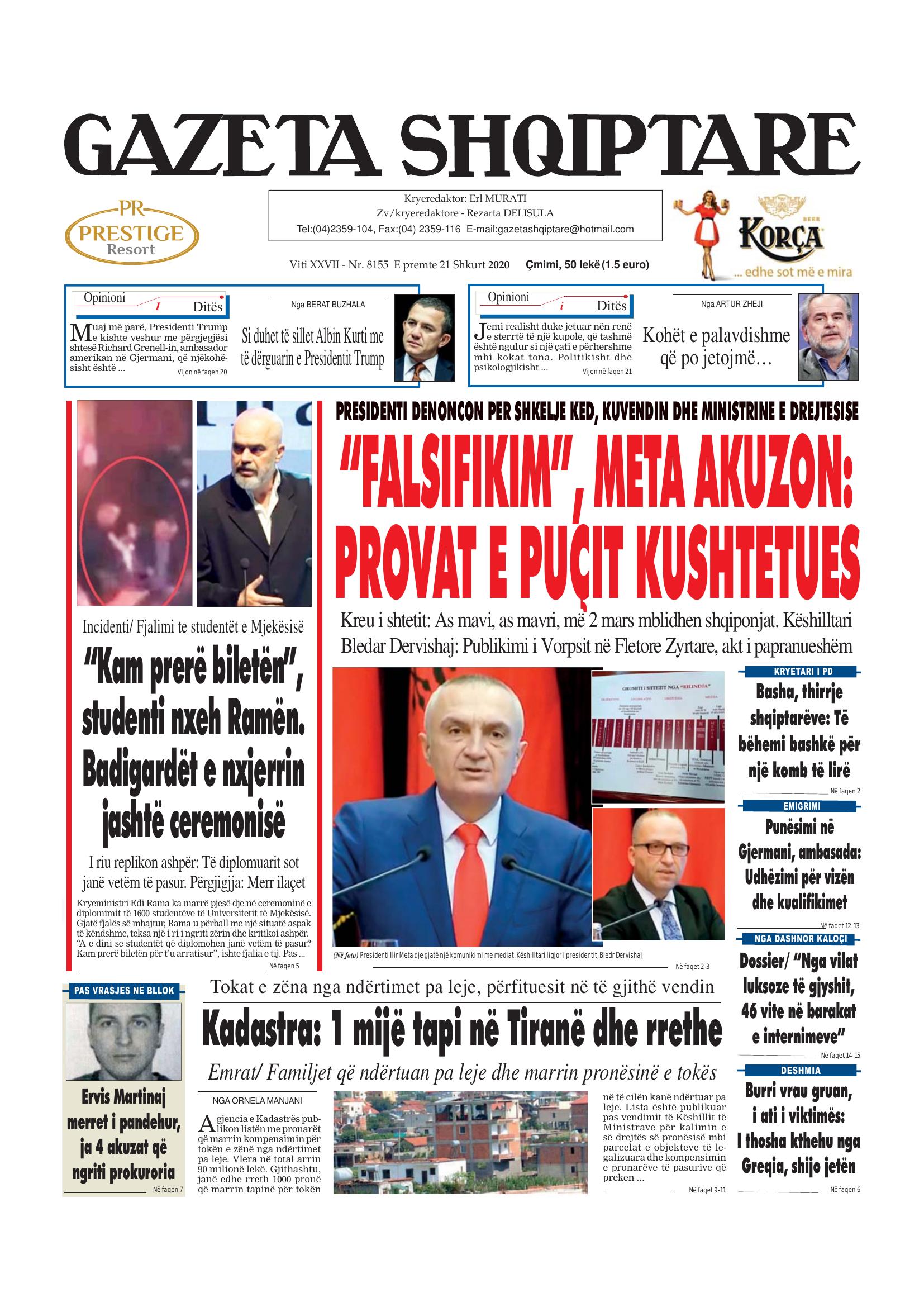 Gazeta Shqiptare 2020-02-21