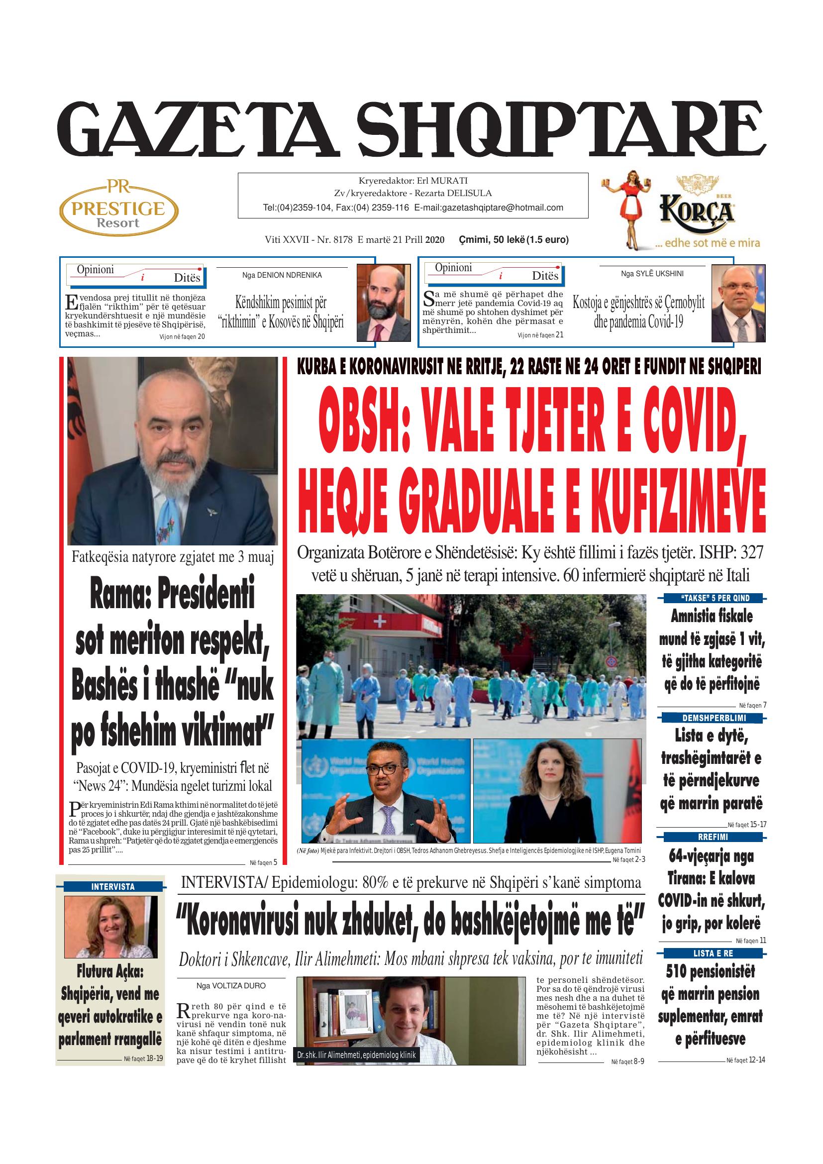 Gazeta Shqiptare 2020-04-21