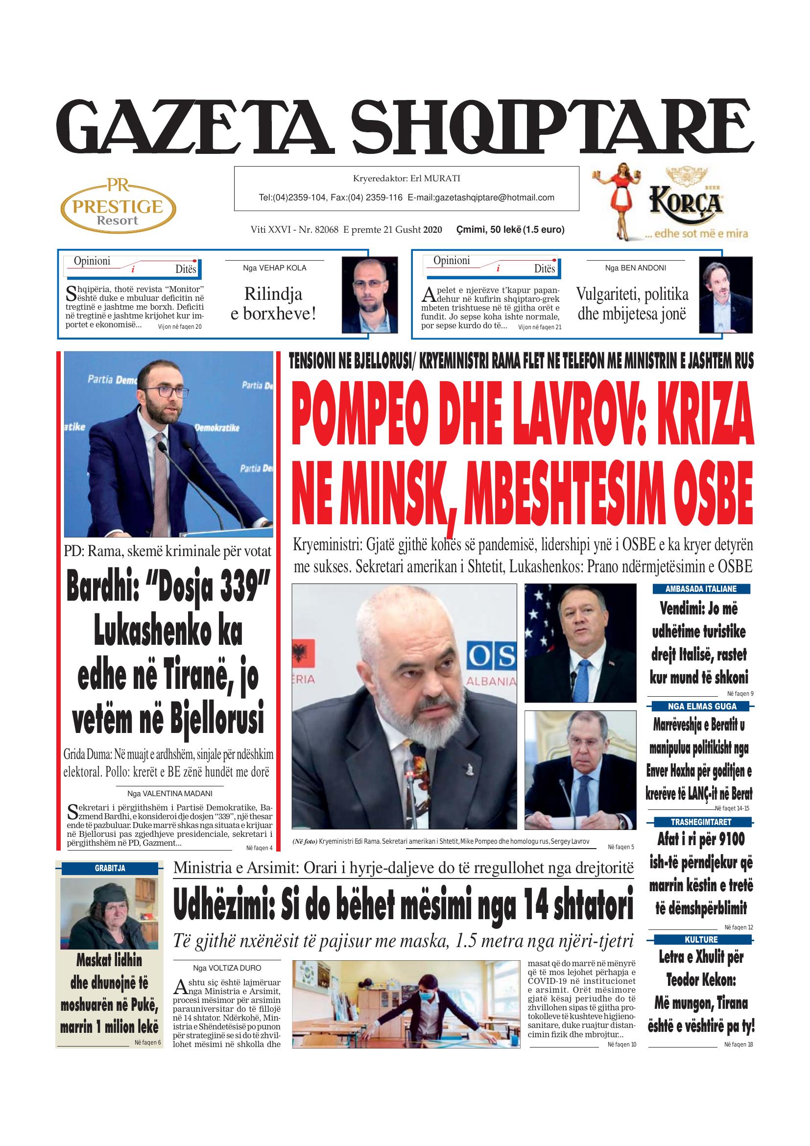 Gazeta Shqiptare 2020-08-21