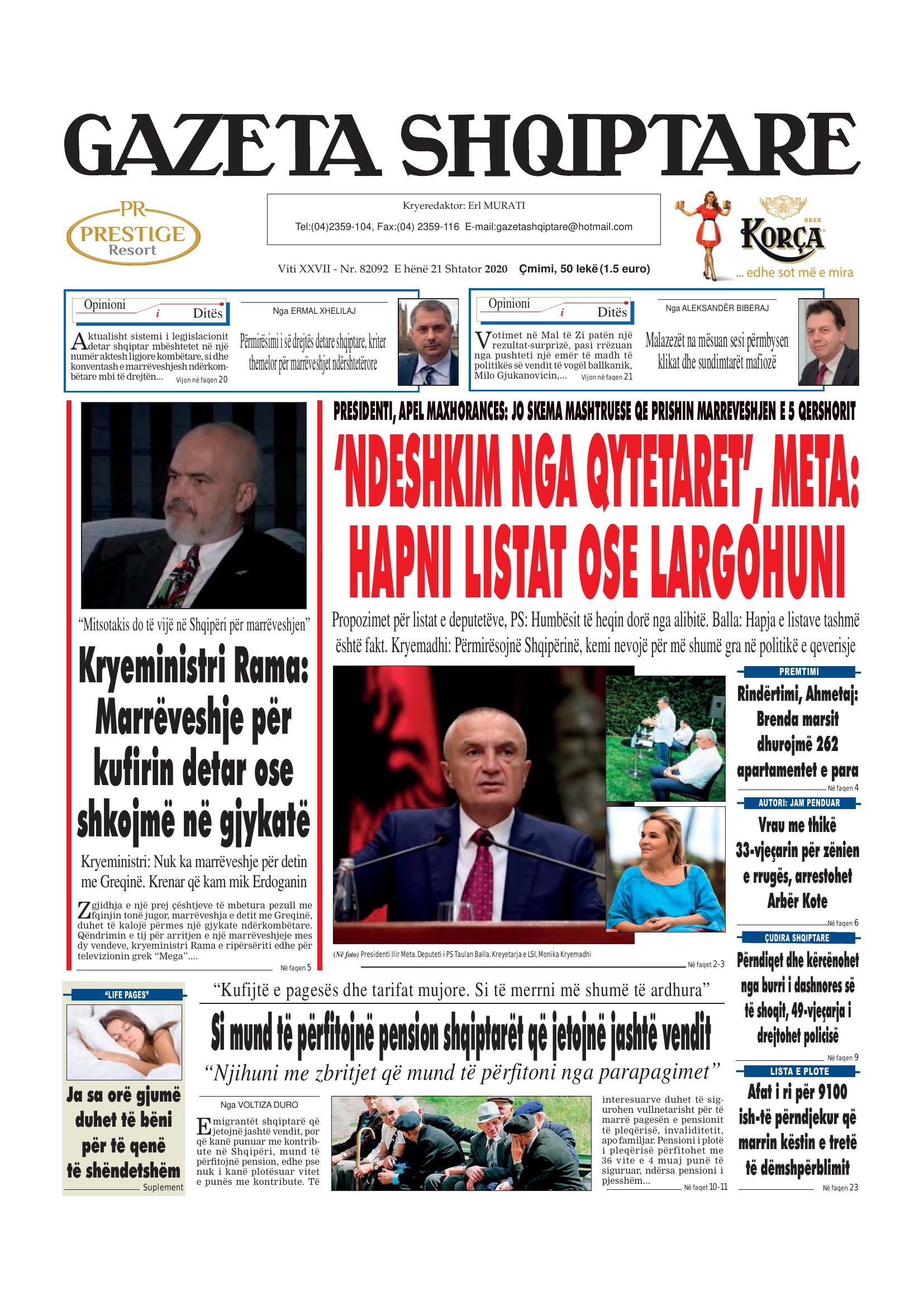 Gazeta Shqiptare 2020-09-21
